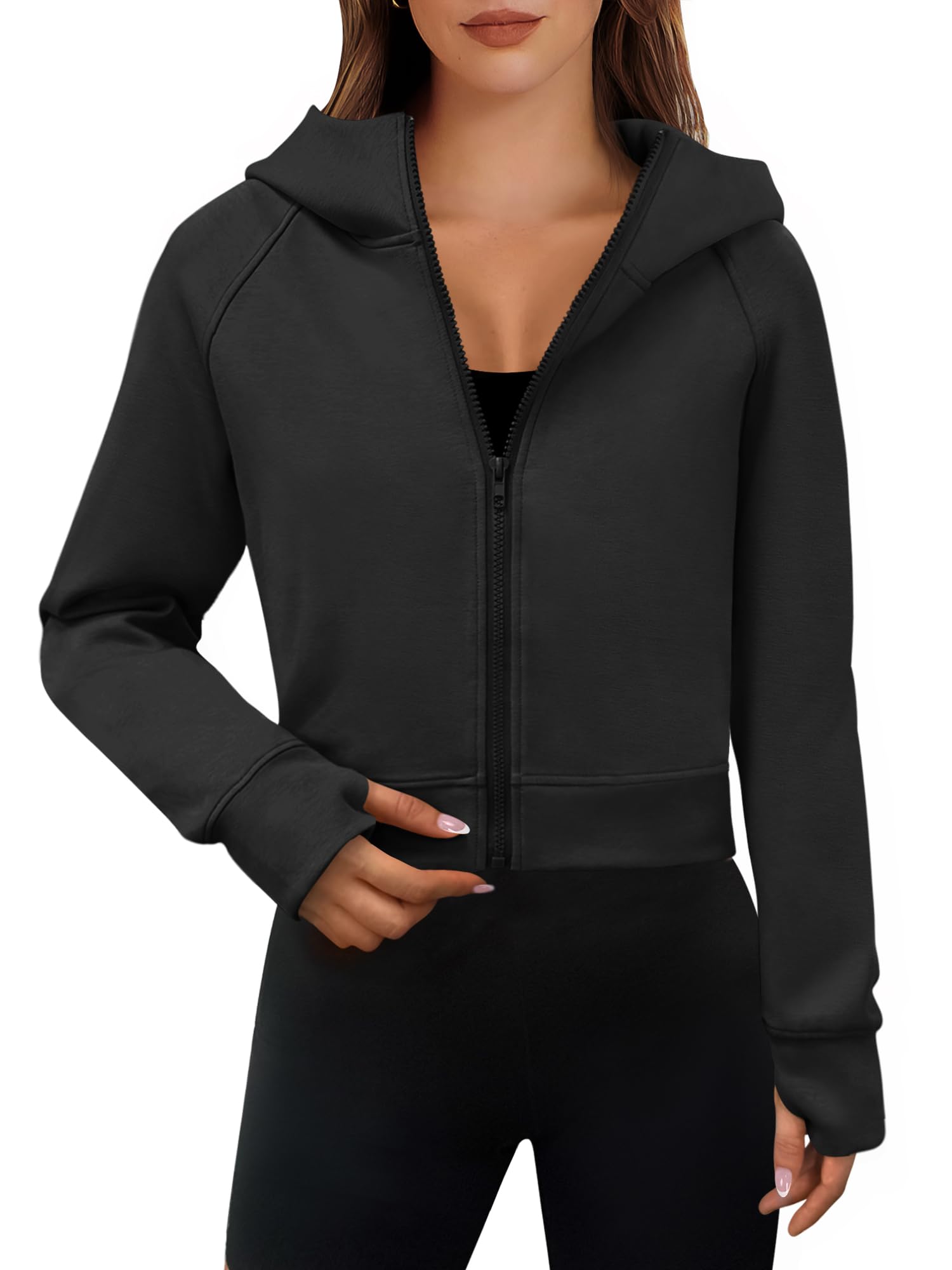 ANRABESS Women's Cropped Zip Up Hoodie - Fleece Y2K Sweatshirt for Fall & Winter | Casual Streetwear, Layering, Loungewear, Gym Outfits