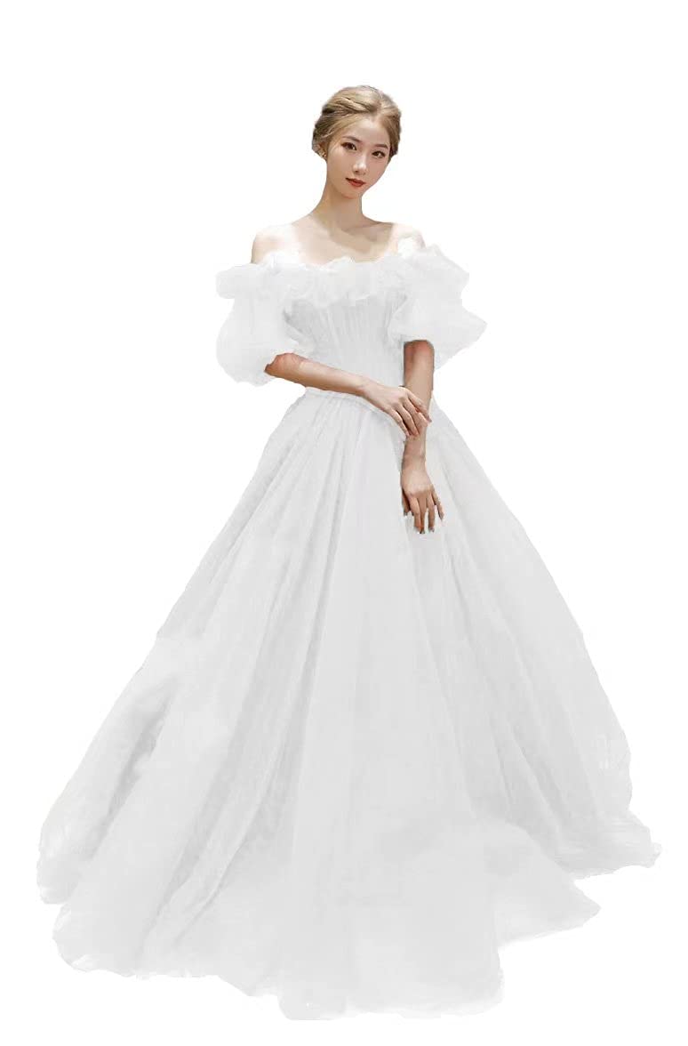 Beautyoung Women's Off Shoulder Puffy Sleeve Prom Wedding Dress - Elegant Tulle Formal Ball Gown for Homecoming, Evening Party & Special Occasions