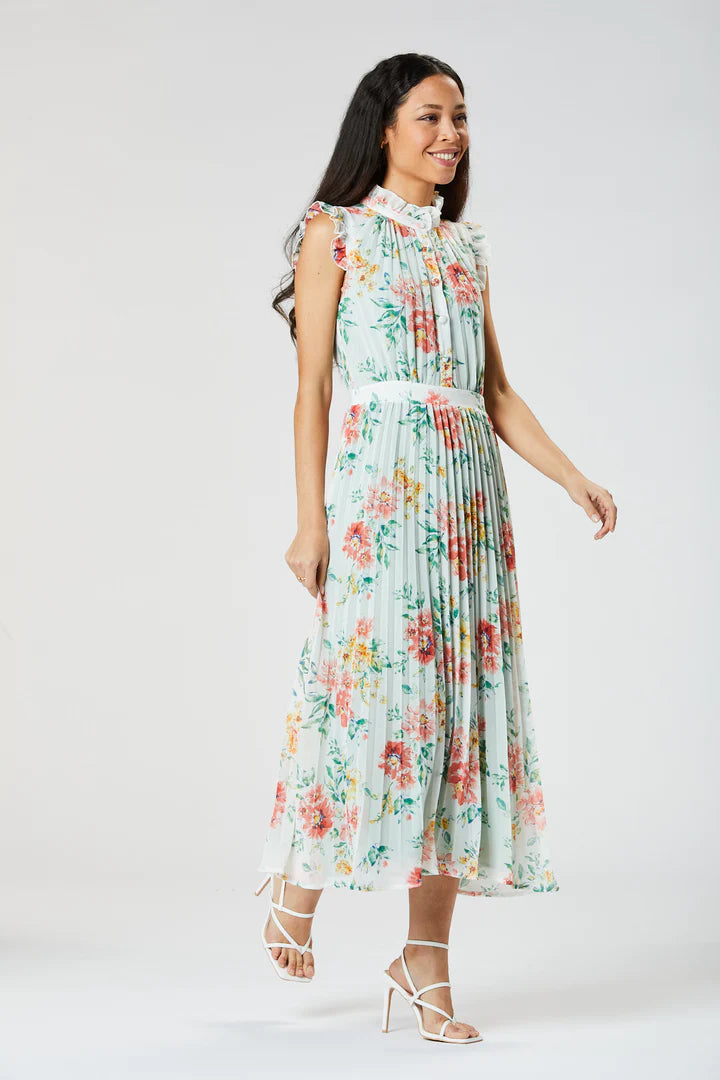 Lilium Long Pleated Dress for Women - Elegant White Flowy Maxi Dress for Summer, Weddings & Special Occasions
