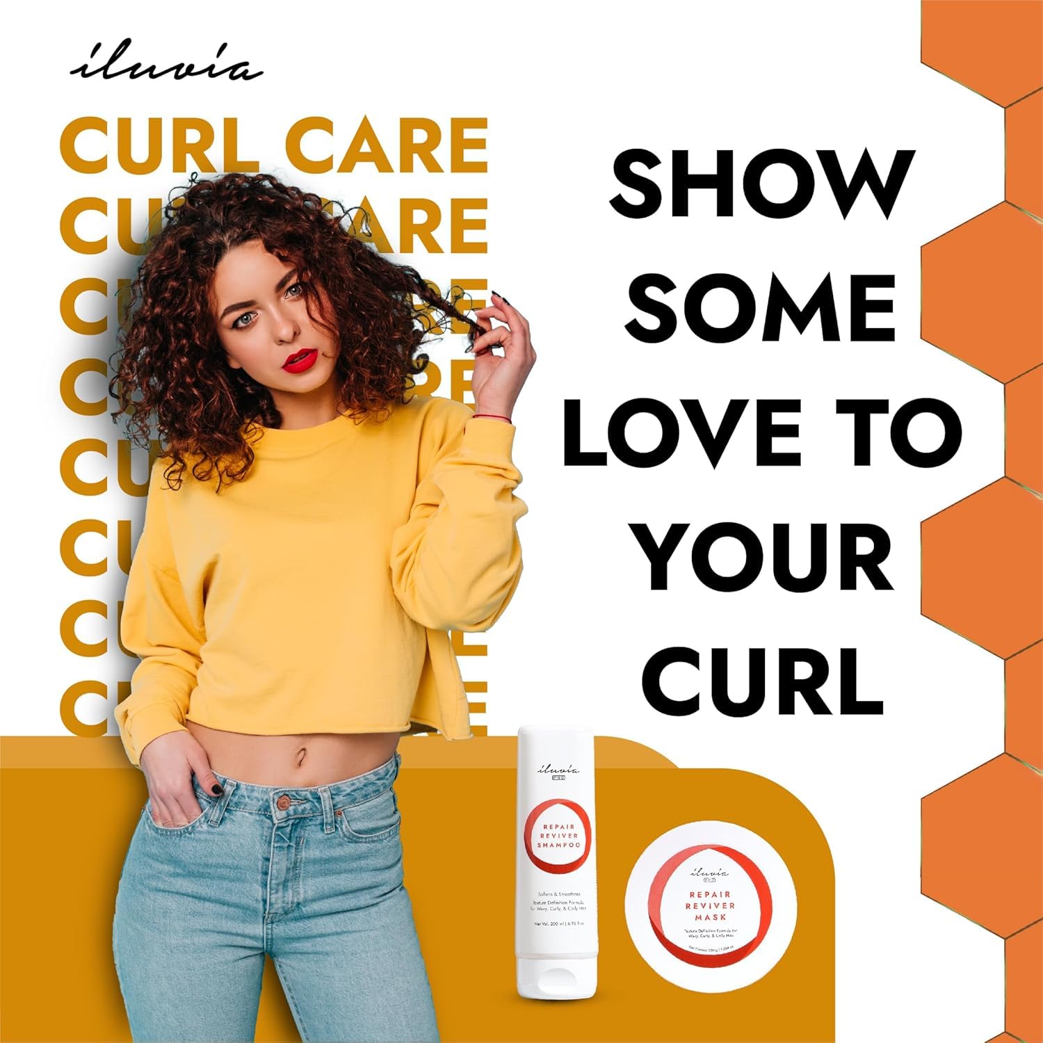 Ilu'via Curly & Wavy Hair Repair Reviver Shampoo & Conditioner Set - 14.3 fl oz | Sulfate-Free & Hydrating for Damaged Hair | Perfect for Daily Use & Salon-Quality Results