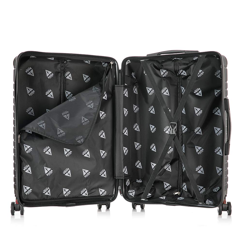 InUSA DEEP 20 Inch Carry On Hardside Luggage with GEL Handle - Spinner Wheels & Studs - Black Travel Suitcase for Business Trips & Weekend Getaways