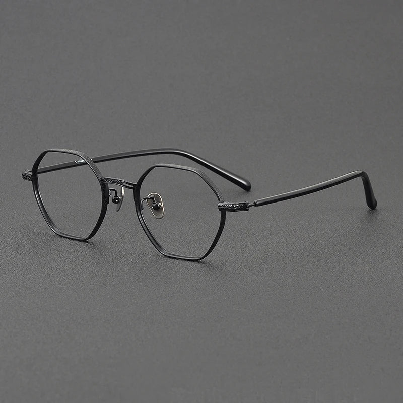 Black Titanium Full Rim Polygon Oval Eyeglasses for Women - Lightweight & Durable Frame - Perfect for Work, Reading & Fashion Accessories