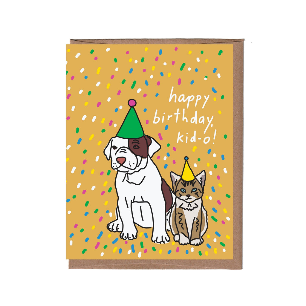 Personalized Dog Cat Kid Birthday Card from La Familia Green - Perfect for Family Celebrations & Pet Lovers