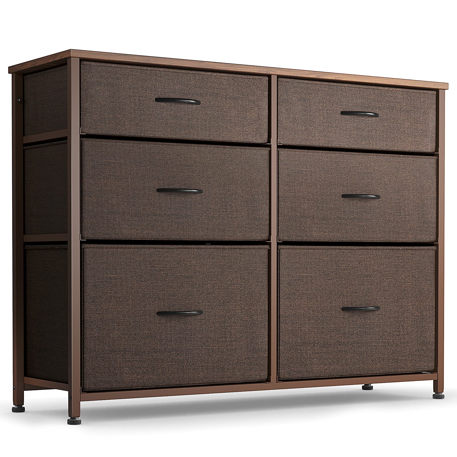 CubiCubi 6-Drawer Dresser for Bedroom - Tall Wide Storage Organizer with Sturdy Steel Frame & Wood Top in Brown | Perfect for Bedroom, Hallway, Closet & Dorm Organization
