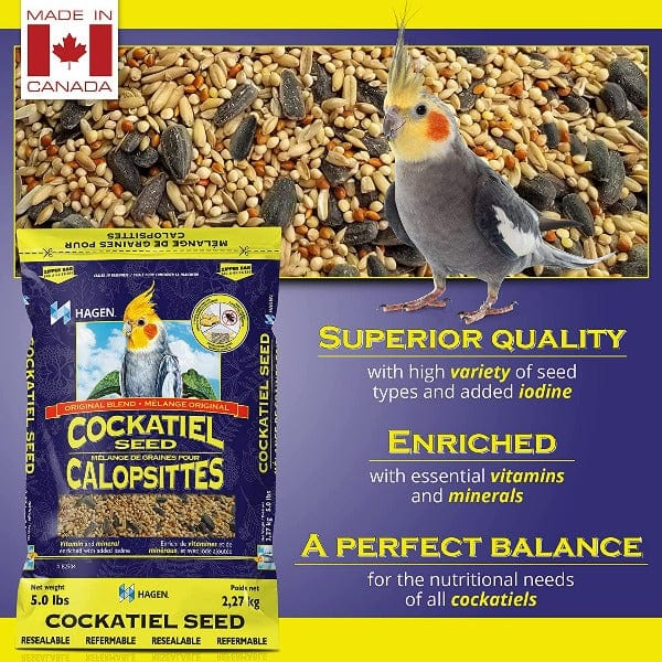 Premium Hagen Cockatiel Staple VME Seed Mix - Nutritious Bird Food for Cockatiels & Small Parrots - Perfect for Daily Feeding & Training Treats