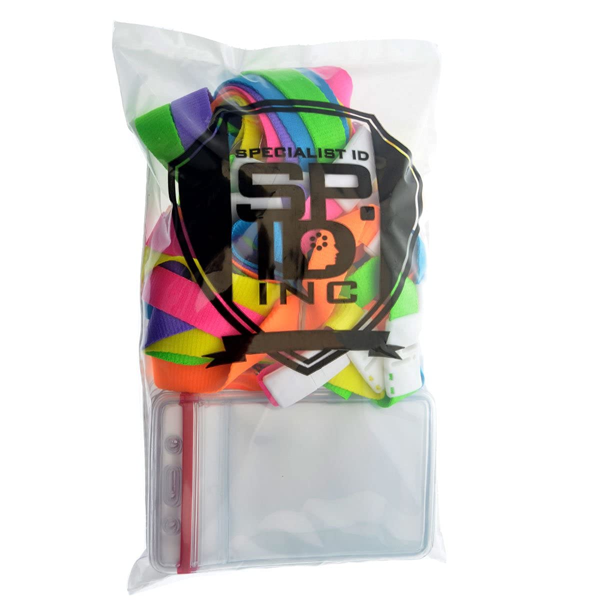 Bright Neon Lanyards with Badge Holder - 12 Pack for Cruise, Theme Park & School IDs