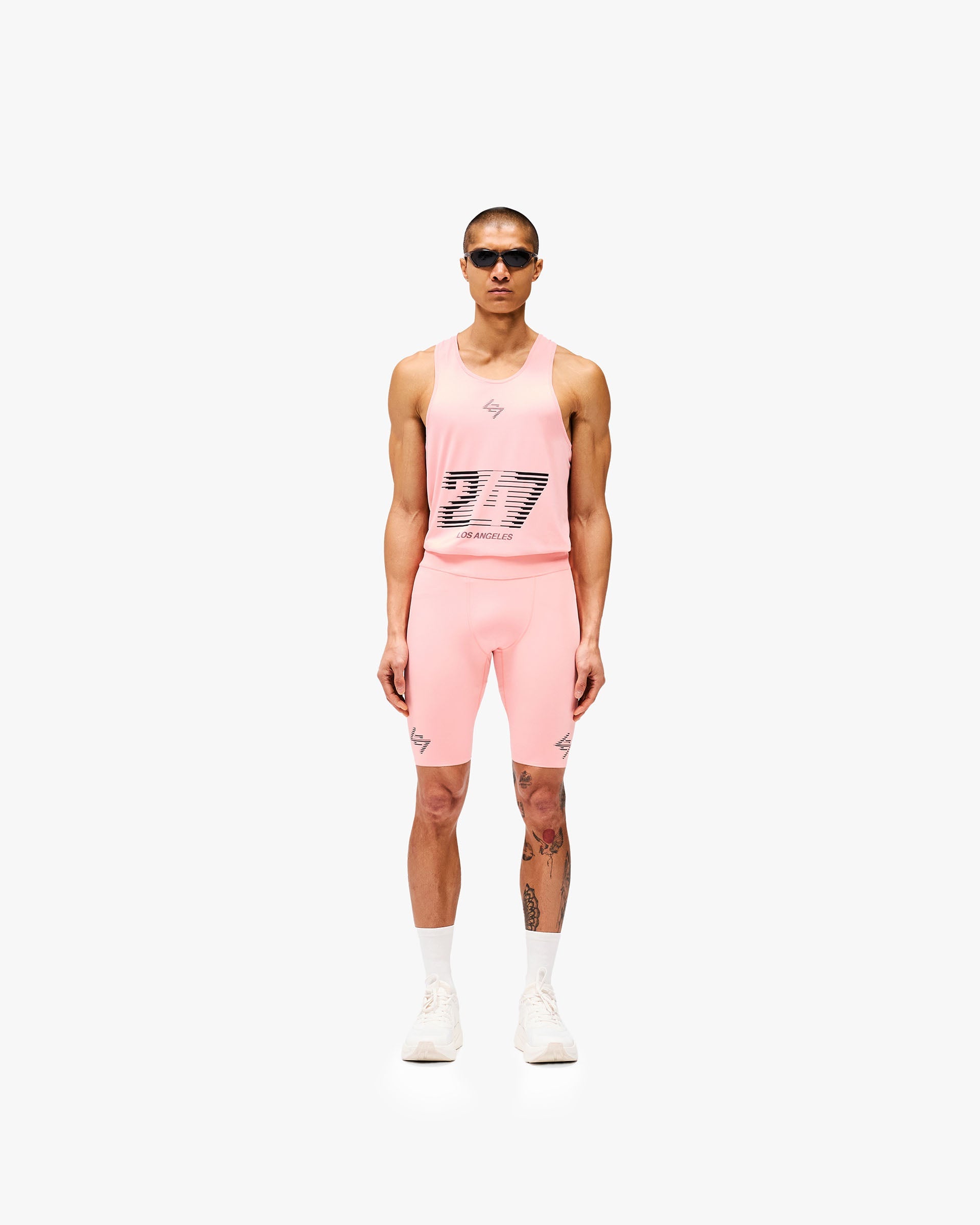 247 Los Angeles Half Tight for Women - Pink Compression Leggings for Running, Yoga & Workouts - High Waist Athletic Shorts