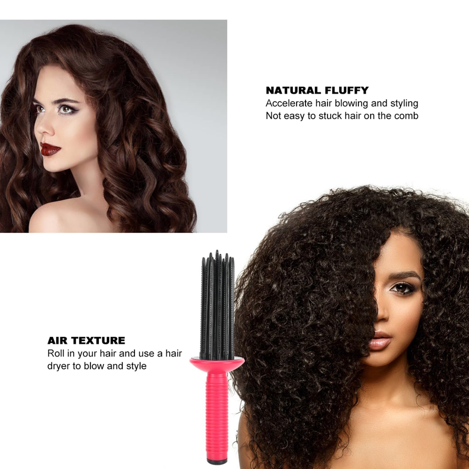 2-Pack Hair Curling Roll Combs - Professional Hair Curler & Styling Comb for Straightening Irons & Wands - Perfect for Salon, Home Hairstyling & DIY Curls