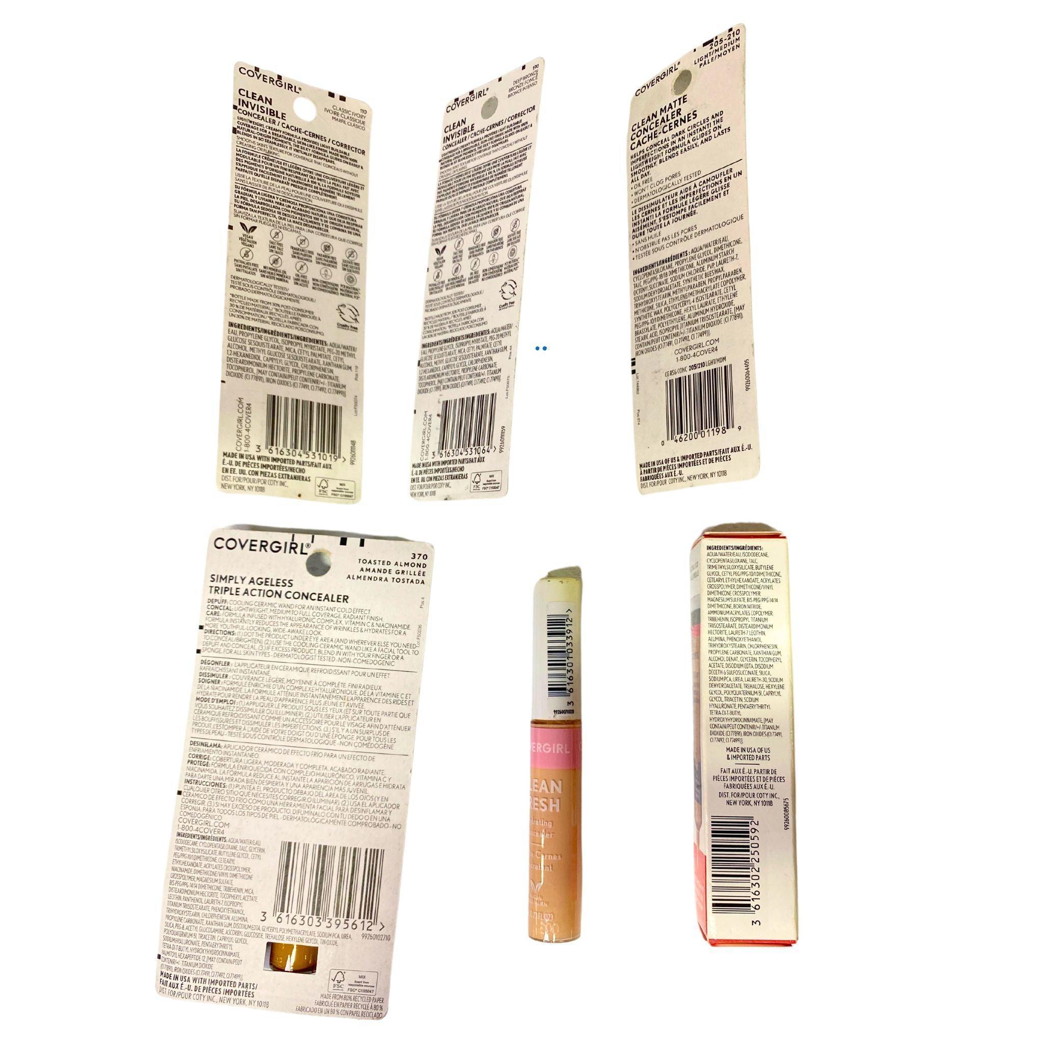 Covergirl Concealers Assorted Mix - 60 Pcs Lot with Hydrating & Matte Formulas in Multiple Shades for Flawless Coverage | Perfect for Daily Makeup, Contouring & Blemish Concealing