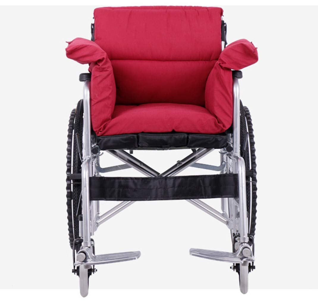 **Pressure Relief Wheelchair Cushion with Back Support - Washable Polyester/Cotton Cover - Red - Ideal for Comfort & Posture Support at Home or Travel**
