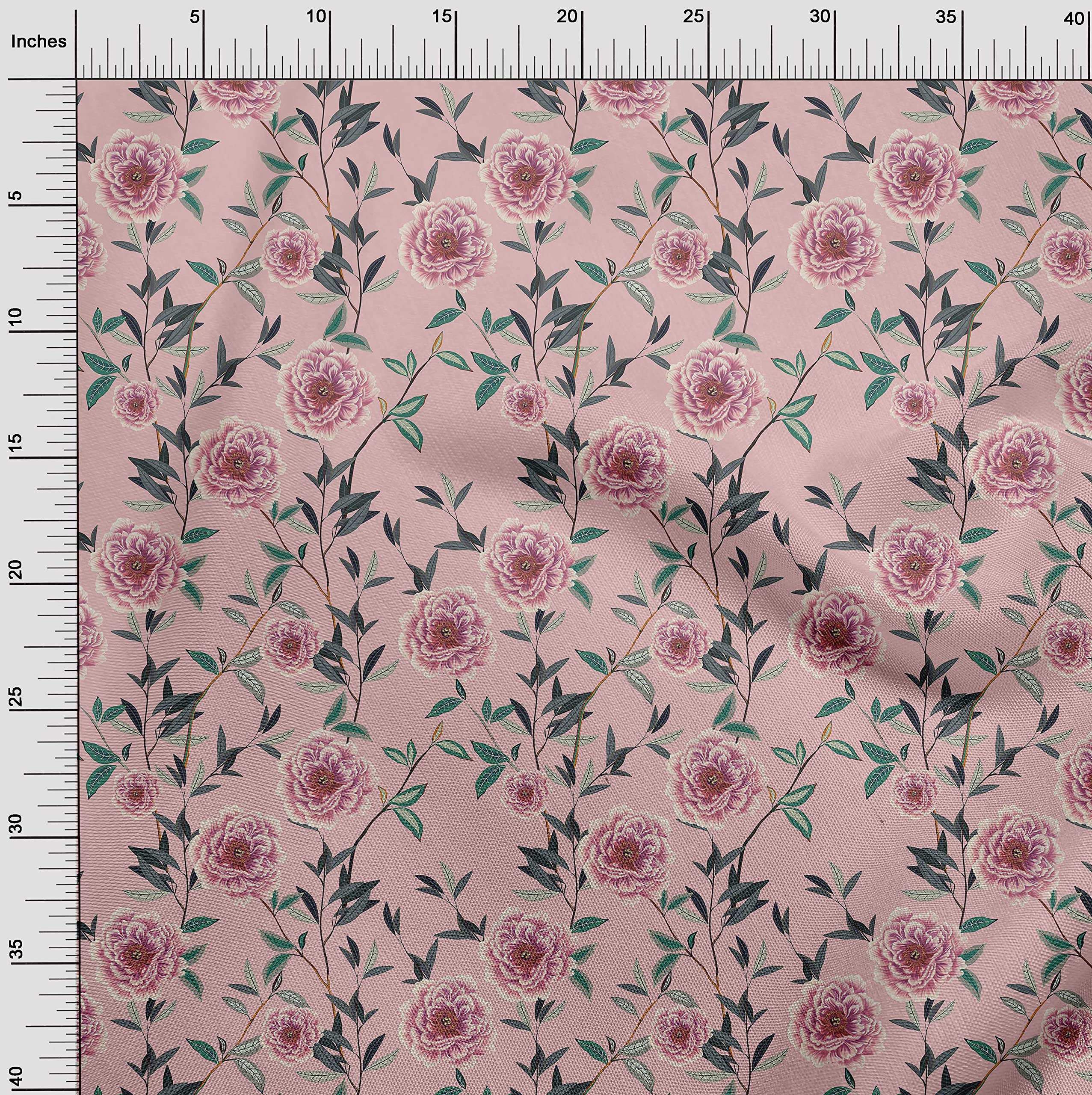 oneOone Cotton Jersey Dusty Pink Floral Print Fabric by The Yard - 58 Inch Wide Soft Stretchy Material for Dresses, Skirts & DIY Fashion Projects