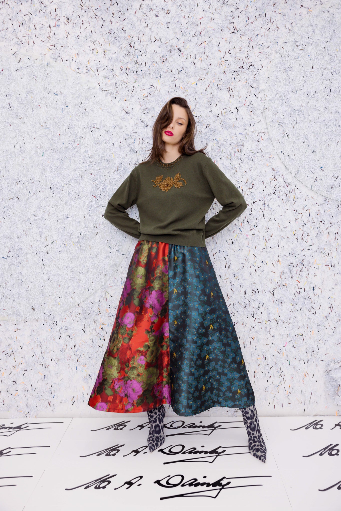 Elegant M.A. Dainty Parted Skirt for Women - Flowy A-Line Midi Skirt with Side Slit - Perfect for Office, Date Night & Summer Outfits