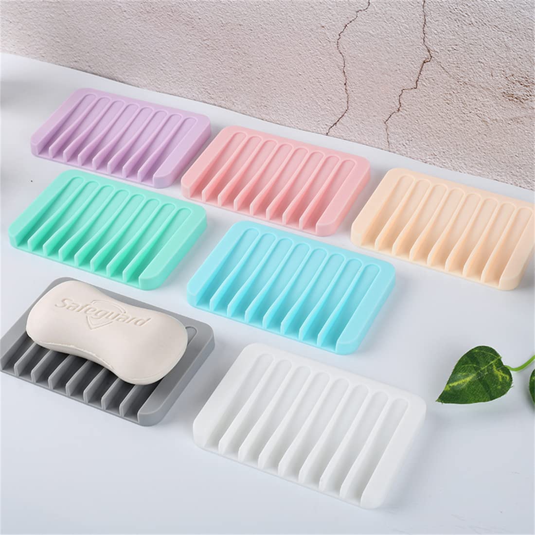 Self-Draining Silicone Soap Dish Holder with Sponge Tray - Bathroom, Shower & Kitchen Soap Saver for Bar Soap - Perfect for Sink, Countertop & Bathtub Organization