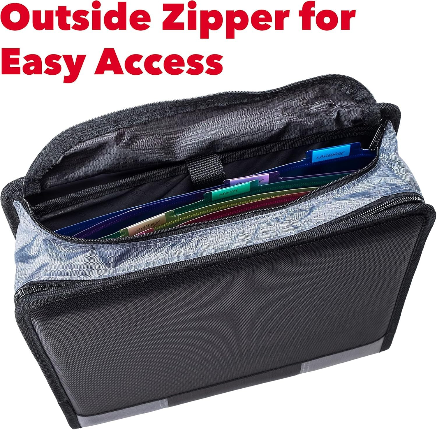 Case-it The Dual 2.0 Zipper Binder Backpack - 6 Pack Black - 800 Sheet Capacity with 5 Subject File Folder & Multiple Pockets - Includes Shoulder Strap & 2 Inch D-Rings - Perfect for School, College, Office & Travel Organization
