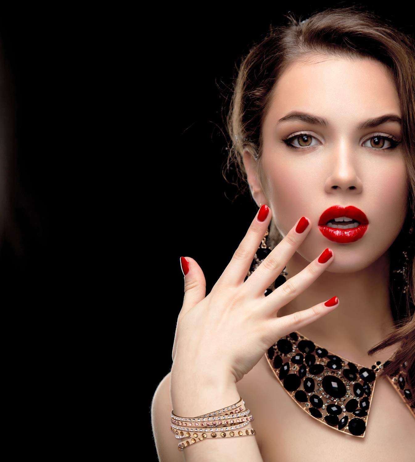 Barzel Leather Crystal Wrap Bracelet - Elegant & Stylish for Parties