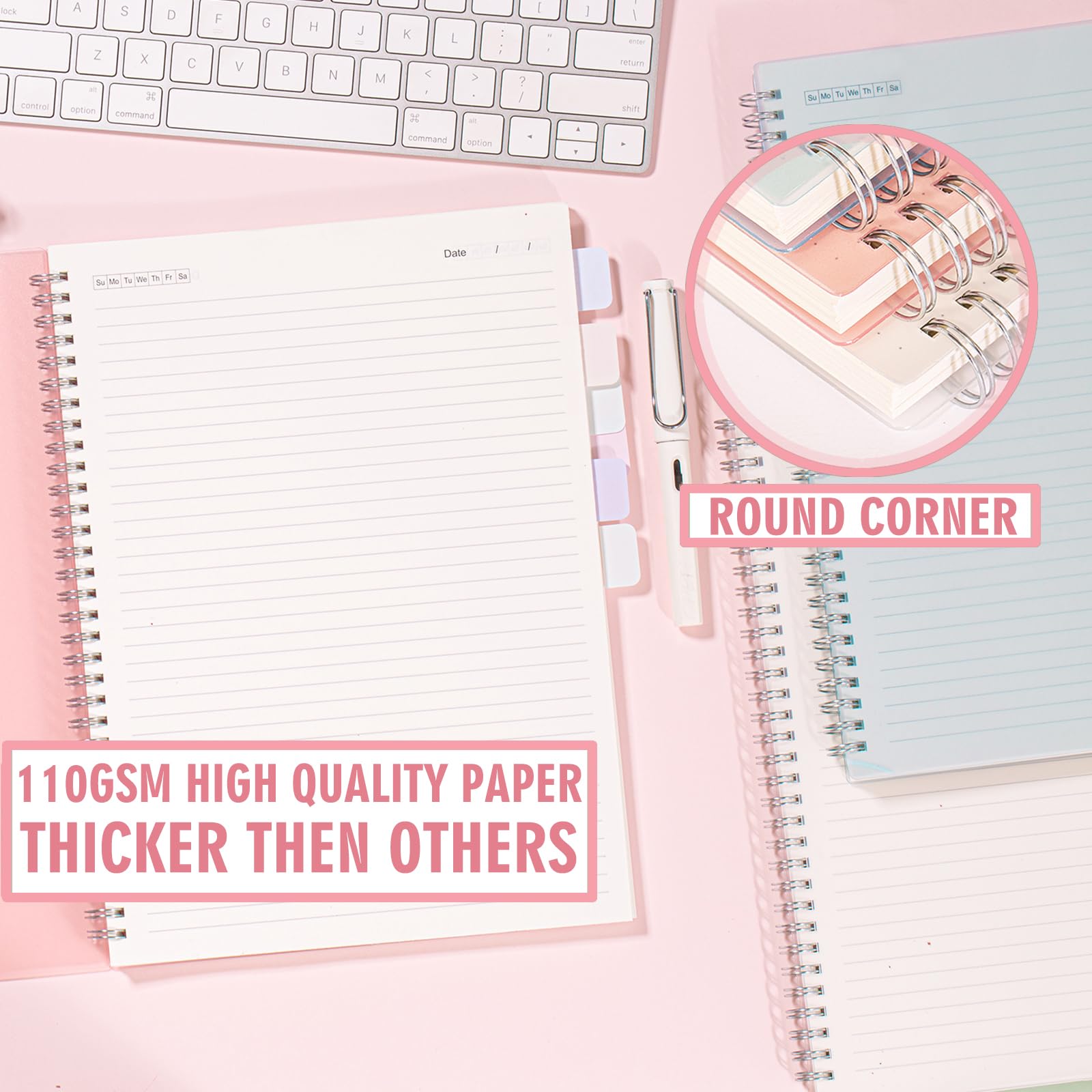 3 Pack Spiral Notebooks 8.5 x 11 Inches - 110 GSM Ruled Paper Hardcover Journal with 80 Sheets/160 Pages - Perfect for Office, School, College Note Taking & Daily Journaling