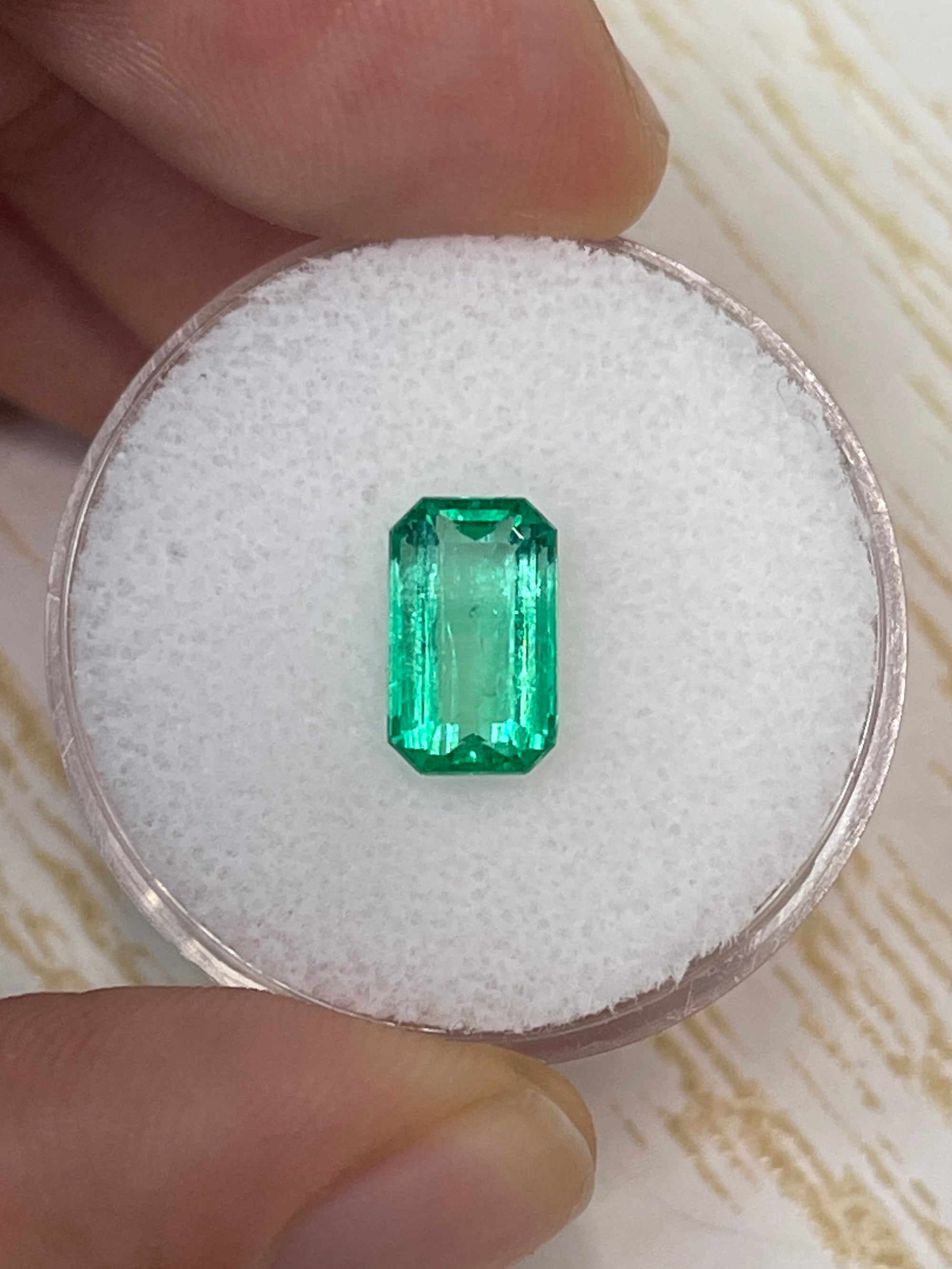 1.68 Carat 9x6mm Yellowish Green Natural Loose Colombian Emerald - Emerald Cut Gemstone for Jewelry Making, Engagement Rings & Collector's Specimen