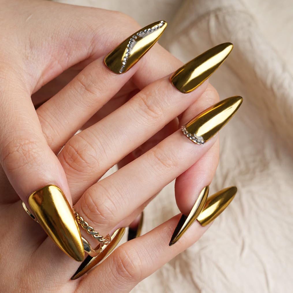 PrettyDiva Gold Chrome Nail Powder - Mirror Metallic Nail Pigment for DIY Nail Art & Manicure | Perfect for Salon, Home Nail Decoration & Professional Nail Design