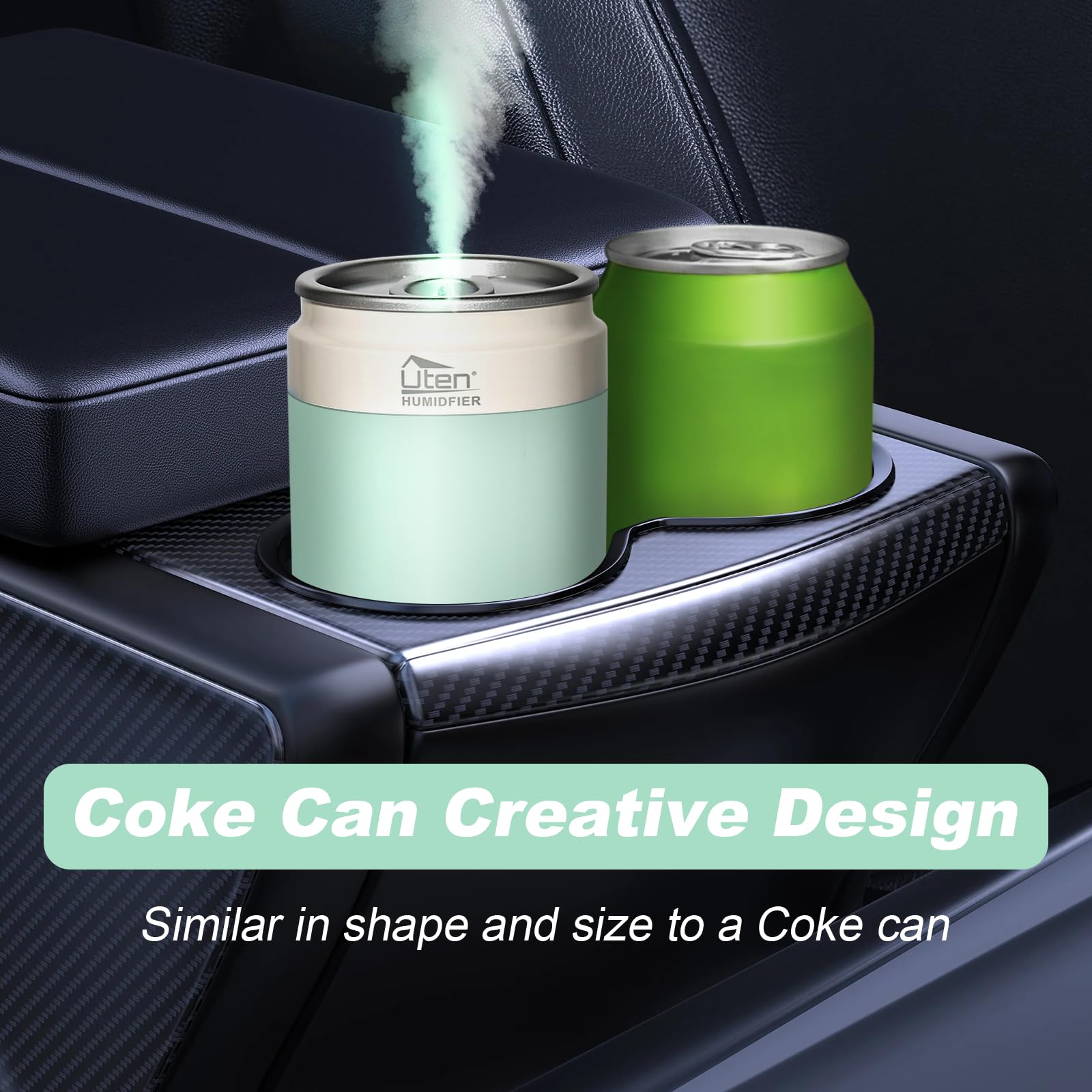 Mini USB & Rechargeable Humidifier Diffuser with Auto Shut-Off, 2 Mist Modes & Night Light - Portable Air Humidifier for Bedroom, Office, Car, Plants - Green (Ideal for Dry Air Relief, Home Spa, Baby Nursery & Travel)