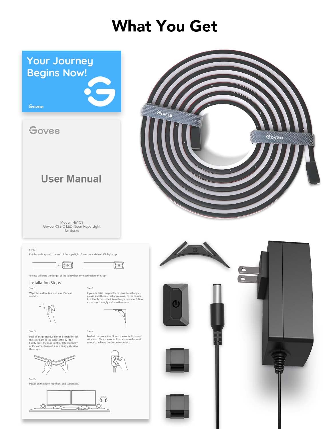 Govee RGBIC Gaming LED Strip Lights - 10ft Neon Rope Lights for Gaming Setup, PC Desk, Room Decor | Razer Chroma Sync, Smart App Control, Music Mode | Cuttable Design, 2.4G WiFi Only | Perfect for Gaming Battlestations, Streaming Backgrounds & Home Theater Lighting