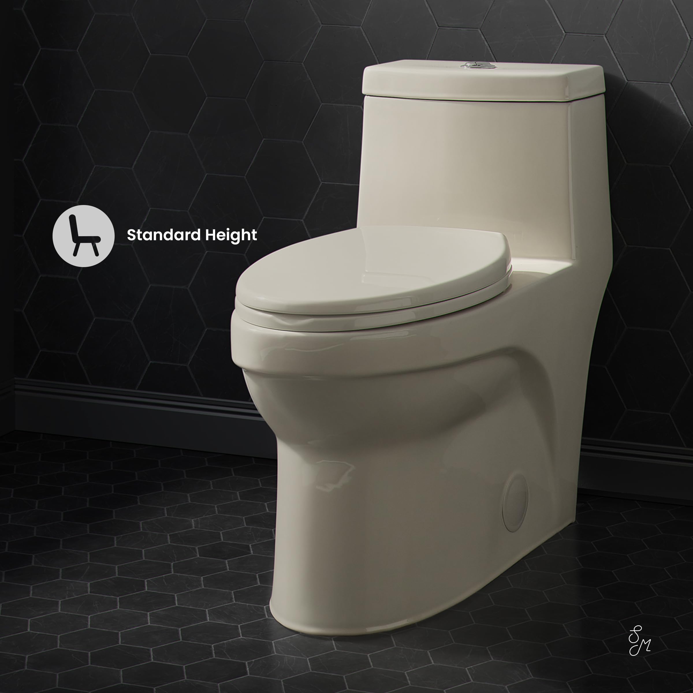 Swiss Madison SM-1T118 Virage One Piece Toilet - Modern Elongated ADA Compliant Dual Flush (0.8/1.28 GPF) Bathroom Toilet in Bisque - Perfect for Small Bathrooms, Powder Rooms & Water-Efficient Homes