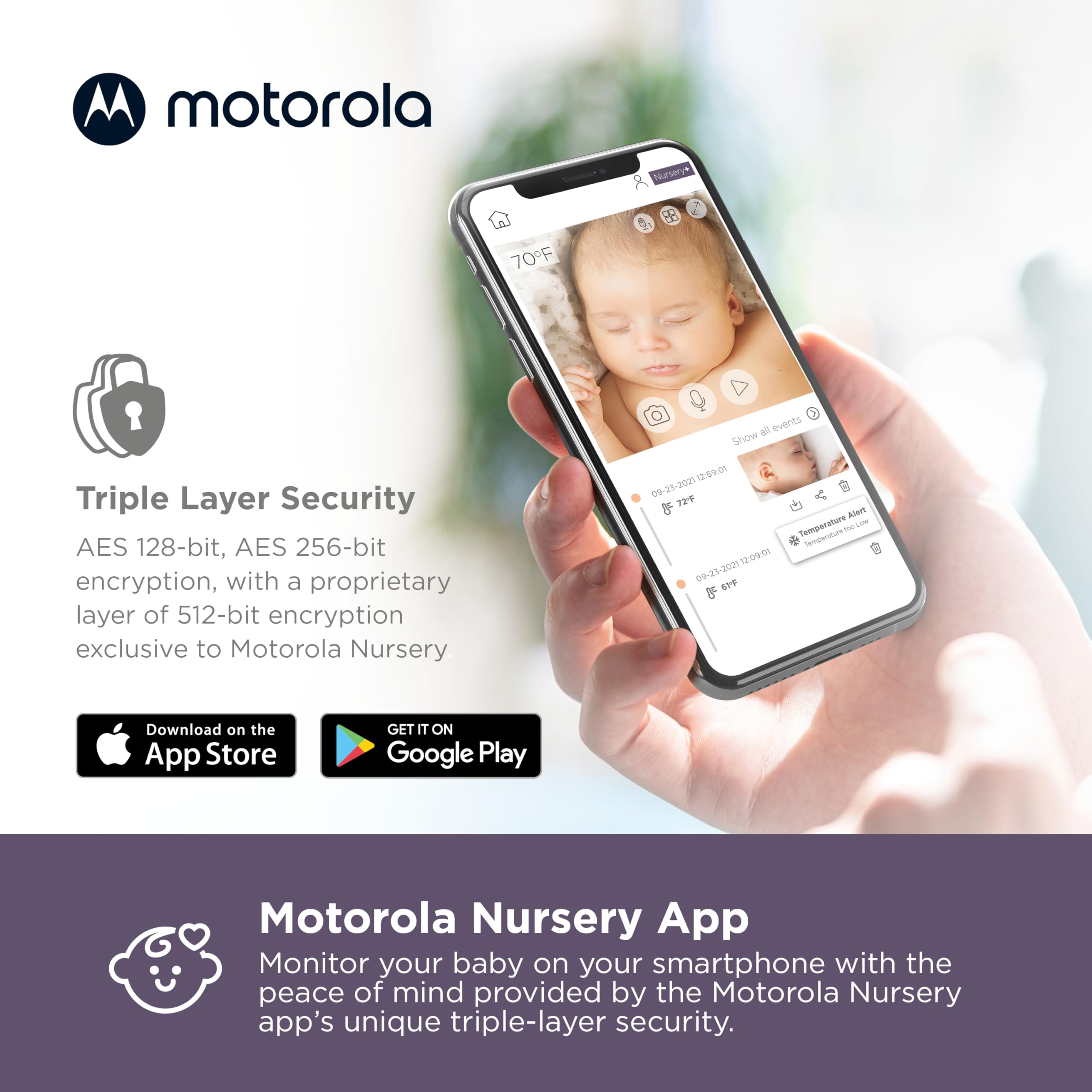 Motorola VM855 Baby Monitor with HD 720p Camera - Smartphone App, 1000ft Range, 2-Way Audio, Pan-Tilt-Zoom, Temperature Sensor & Lullabies | Wireless Nursery Camera for Crib Monitoring, Night Vision & Remote Parenting (Perfect for Newborn Care, Toddler Safety & Peace of Mind)