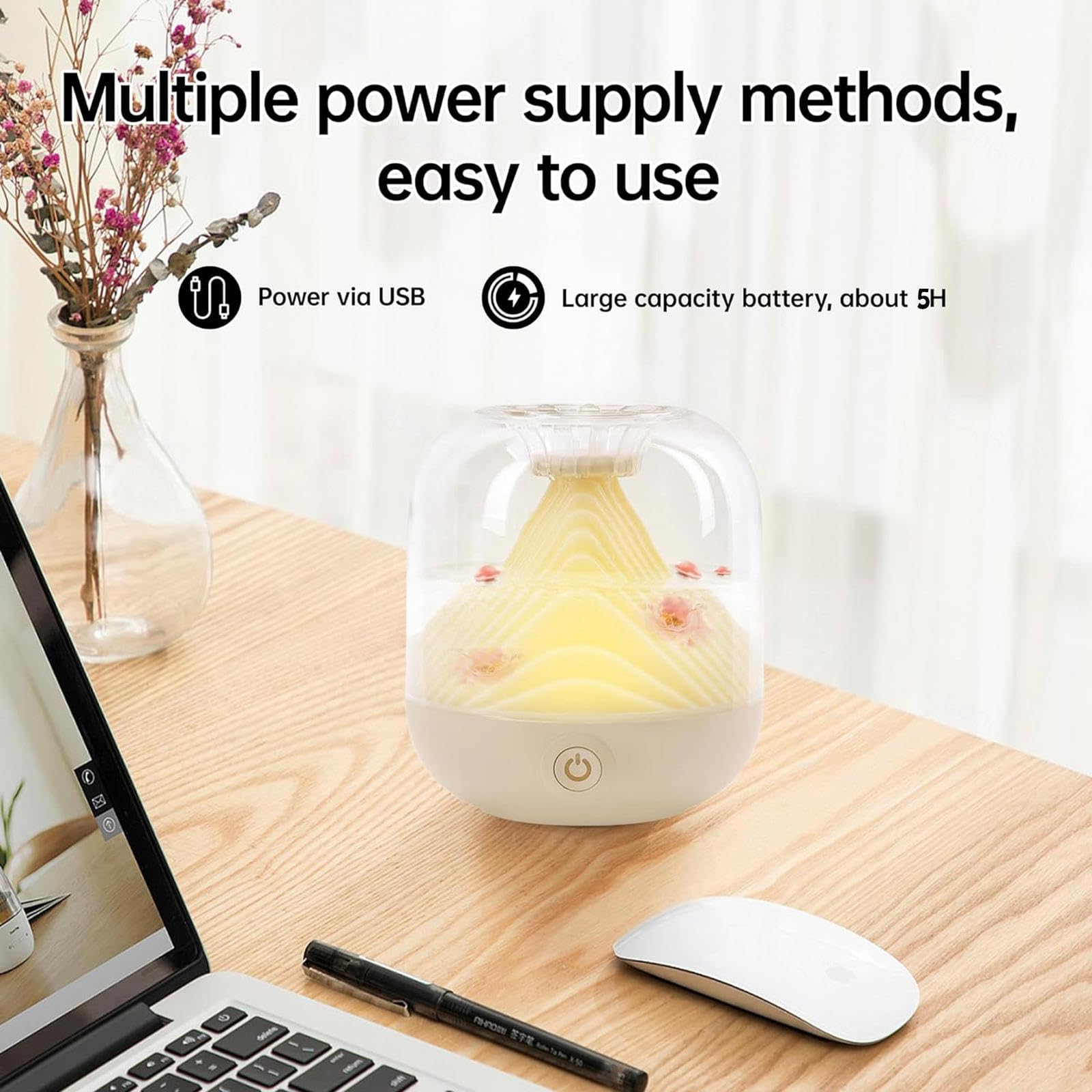 700ml USB Rechargeable Mini Humidifier for Indoor Plants - Portable Evaporative Humidifier for Desk, Bedside, Office & Home Use | Perfect for Sleep, Relaxation & Plant Care (Red)