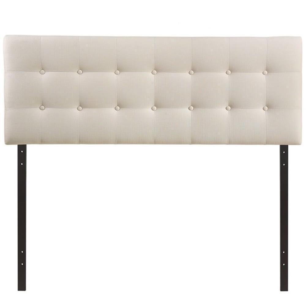 Roseberry Kids Modern Fabric Upholstered Queen Panel Headboard in Ivory - Soft & Durable Bed Frame Headboard for Girls' & Boys' Bedrooms, Nursery Decor, Kids Room Makeover