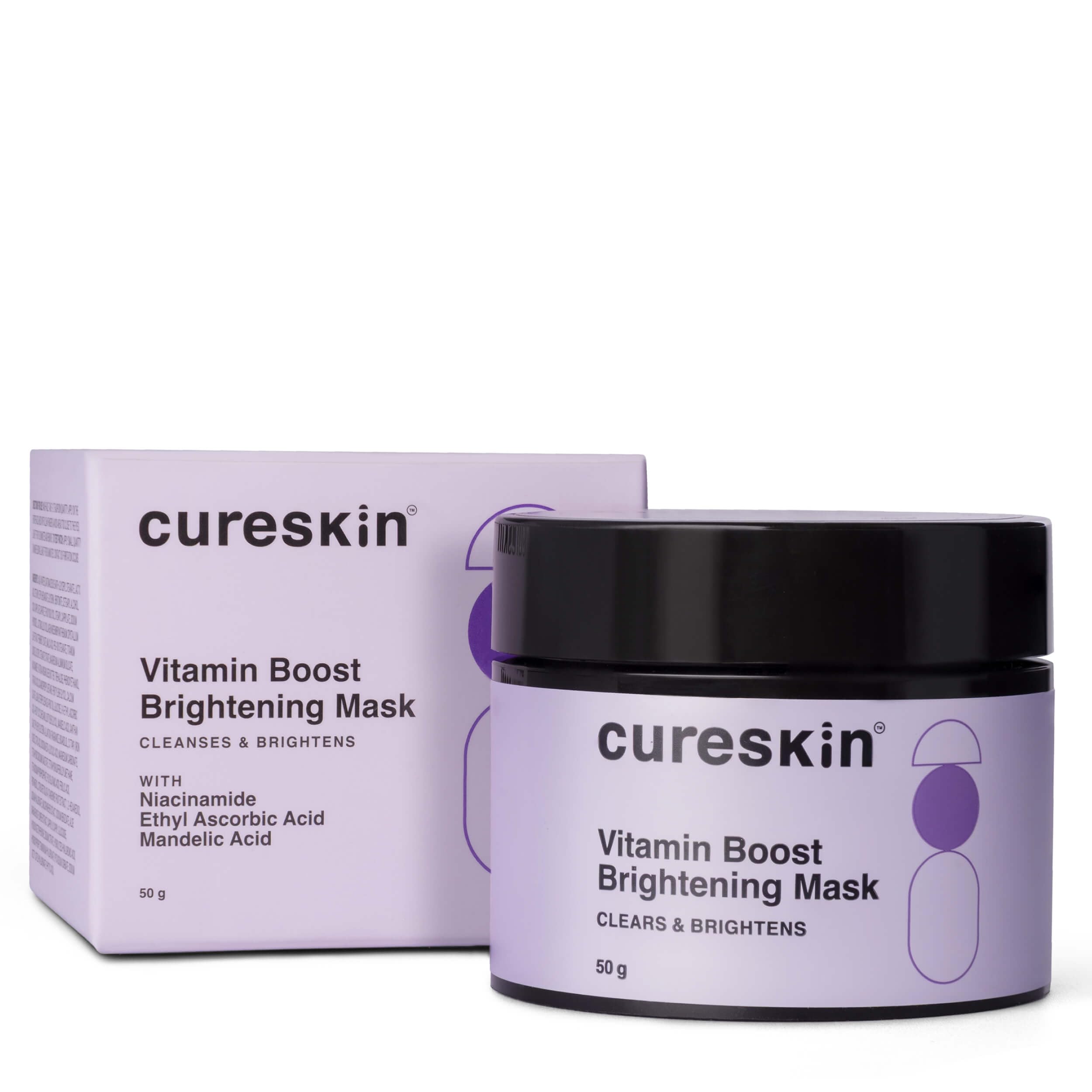 Cureskin Vitamin Boost D-Tan Face Mask for Glowing Skin | AHA Fruit-Based Tan Removal Cream for Women & Men | Brightening Facial Treatment for Sun Tan & Pigmentation | Perfect for Post-Sun Care & Daily Radiance Boost