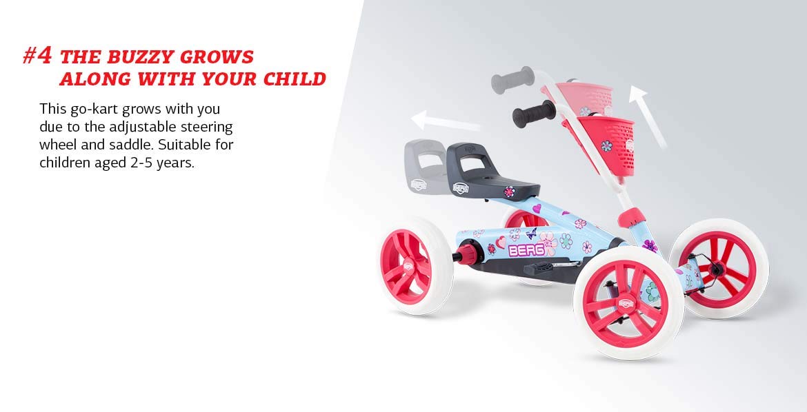 BERG Pedal Kart Buzzy Rubicon - Adjustable Go Kart for Kids Ages 2-5 | Outdoor Ride-On Toy for Boys & Girls | Durable Pedal Car Beats Tricycles | Perfect for Backyard Fun, Park Adventures & Family Outdoor Activities
