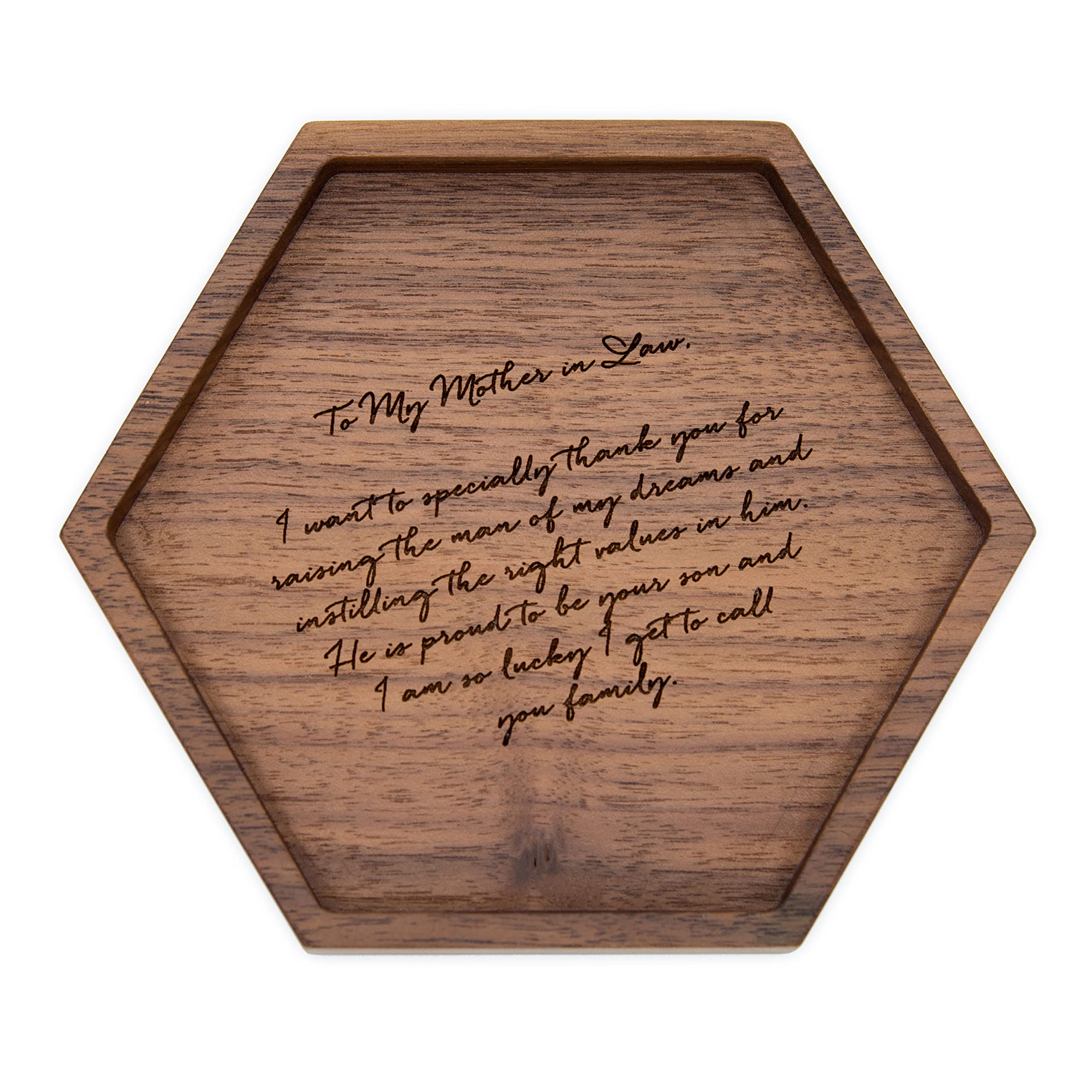 Engraved Wooden Ring Dish - Jewelry Holder Gift for Mother-in-Law | Wedding, Birthday Present
