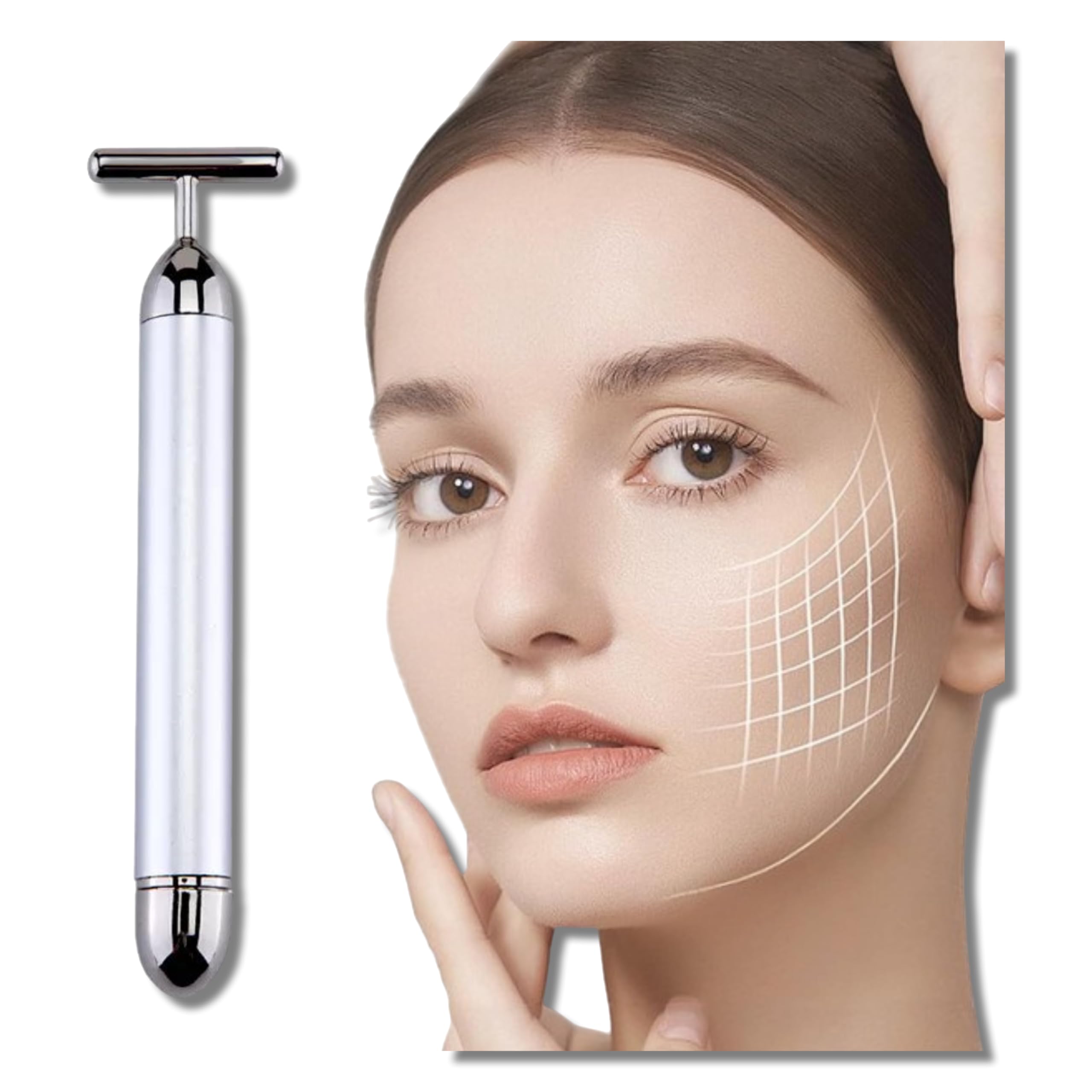 24K Gold Electric Facial Massager Machine - Rechargeable Face Roller for Skin Tightening & Wrinkle Reduction | Little Curious Silver Face Massager for Anti-Aging & Relaxation | Perfect for Home Spa & Nighttime Skincare Routine