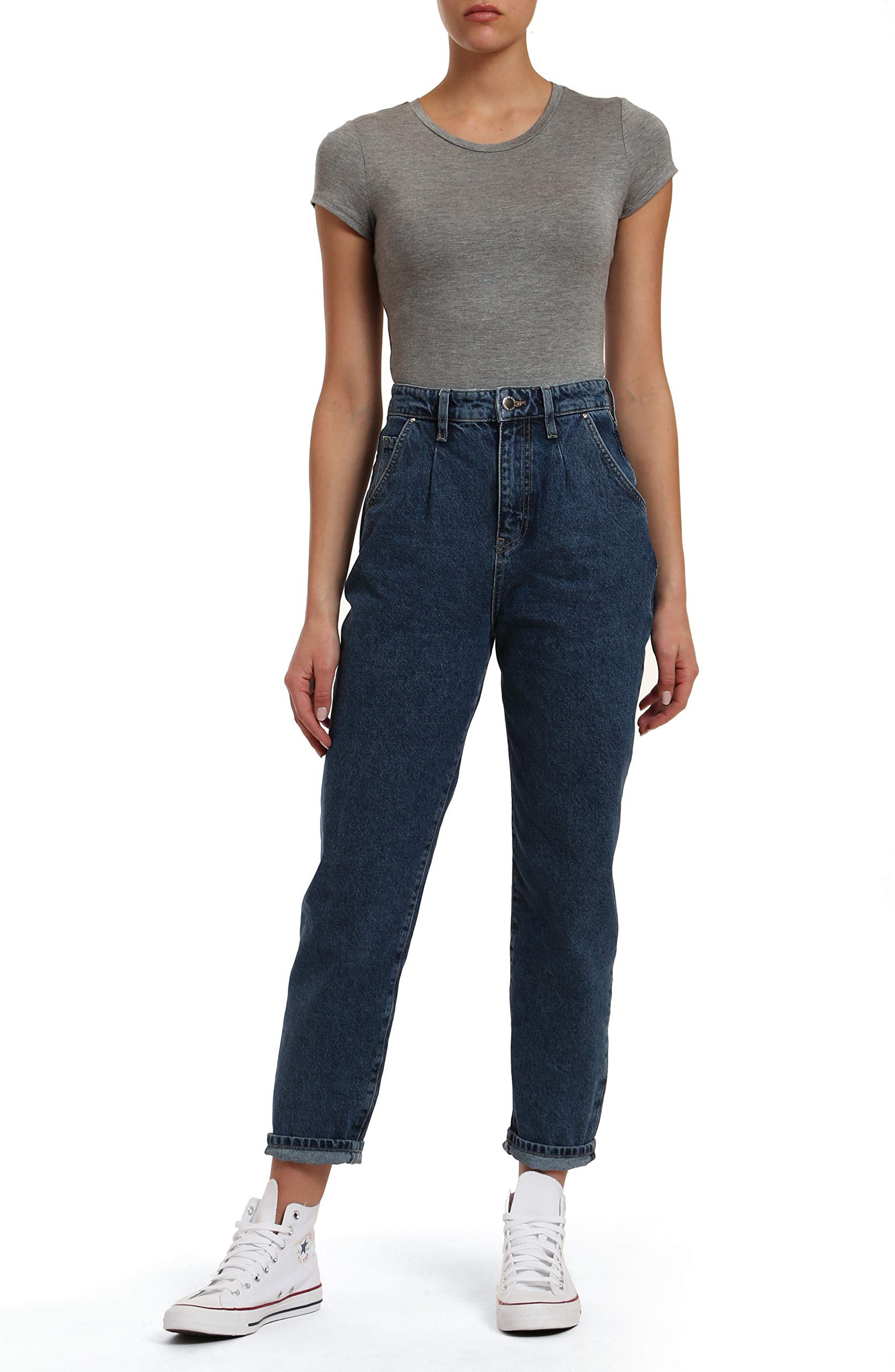 Mavi Women's Laura Denim Pleated Baggy Jeans - High Waisted Loose Fit Casual Pants for Everyday Wear, Street Style & Comfortable Outfits