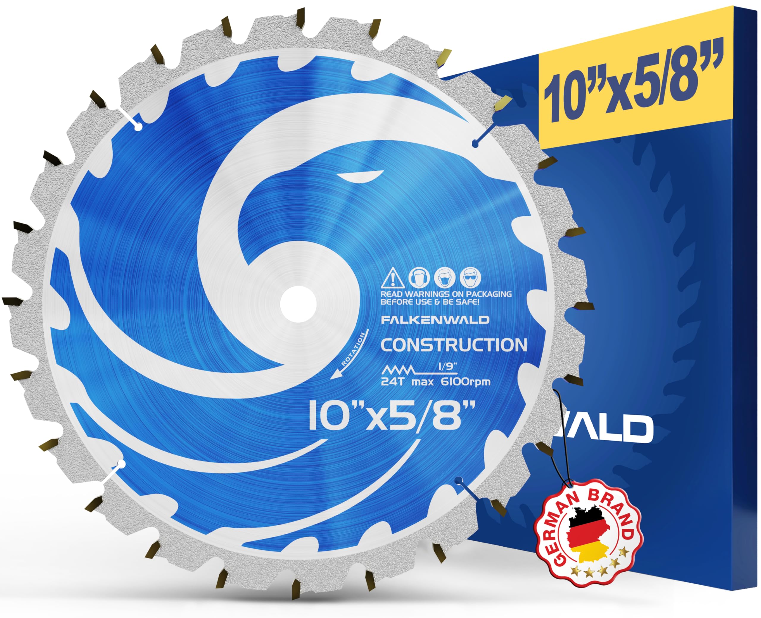 10 Inch Carbide Saw Blades for Table Saws - 60T Fine Finish & 24T Rip Cut - Compatible with DEWALT, Skil, Bosch - Perfect for Woodworking, Plywood Cutting & DIY Projects