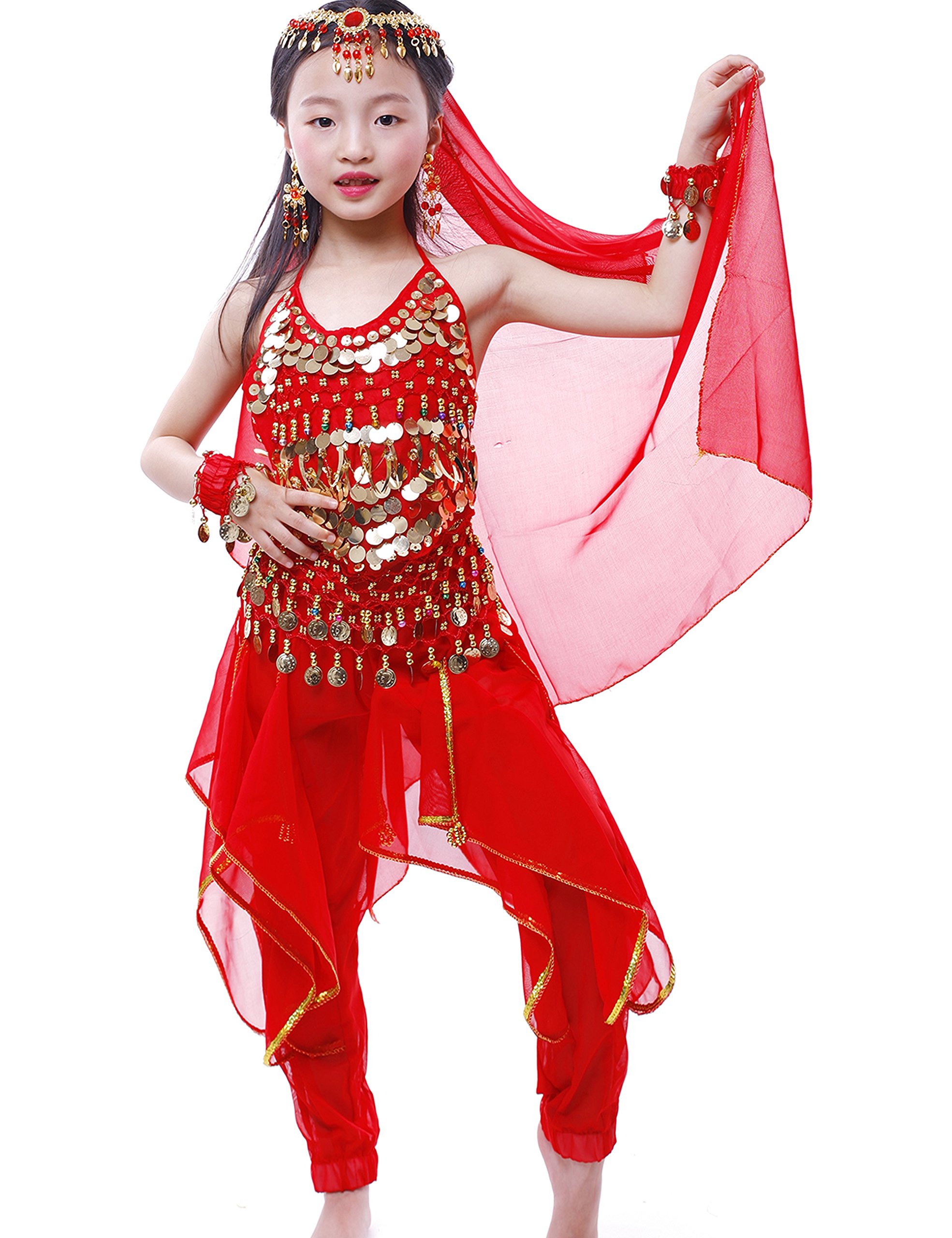 Astage Girls Genie Costume - Indian Belly Dance Arabian Princess Outfit for Halloween, Cosplay & Dress-Up Parties | Perfect for Kids, Teens & Adults
