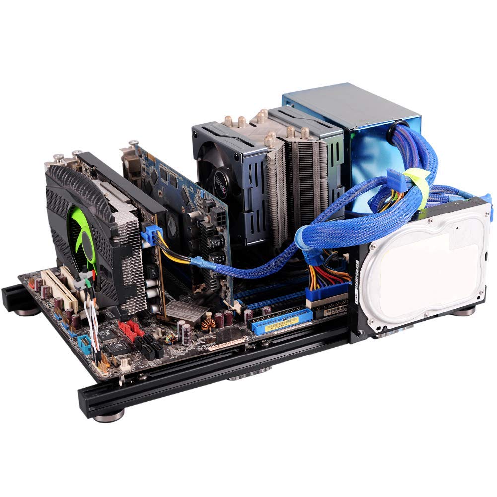 143 Open Frame Aluminum Alloy ATX PC Case - Lightweight Computer Chassis for DIY Builds & Overclocking Test Bench | Excellent Heat Dissipation | Perfect for Gaming Rigs, Workstations & PC Modding (Black)