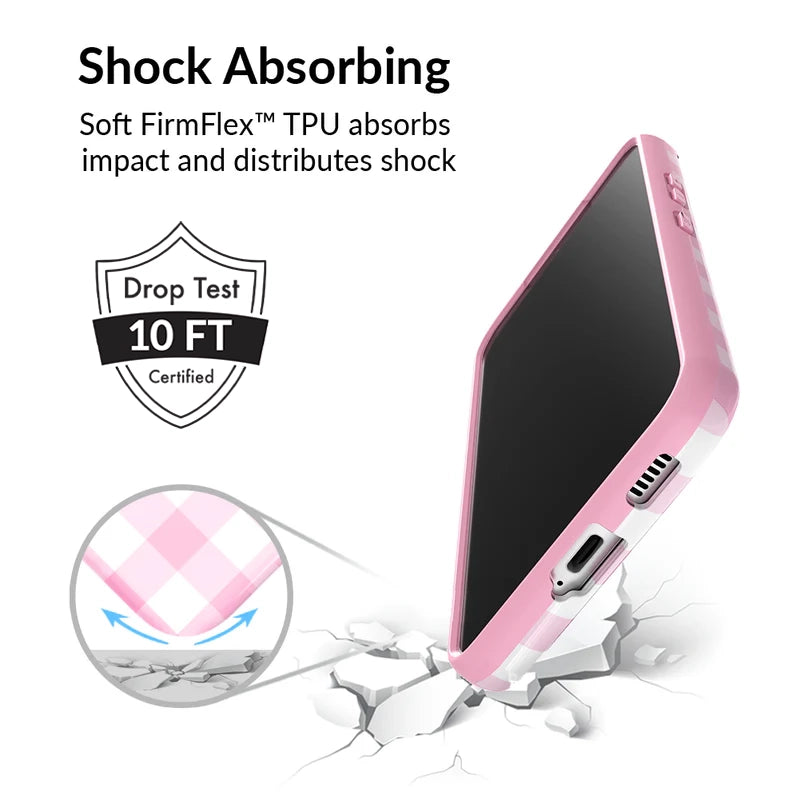 Pink Gingham Samsung Phone Case for Girls - Cute & Stylish Protective Cover for Samsung Galaxy - Perfect Gift for Teens & Women (School, Work, Travel)