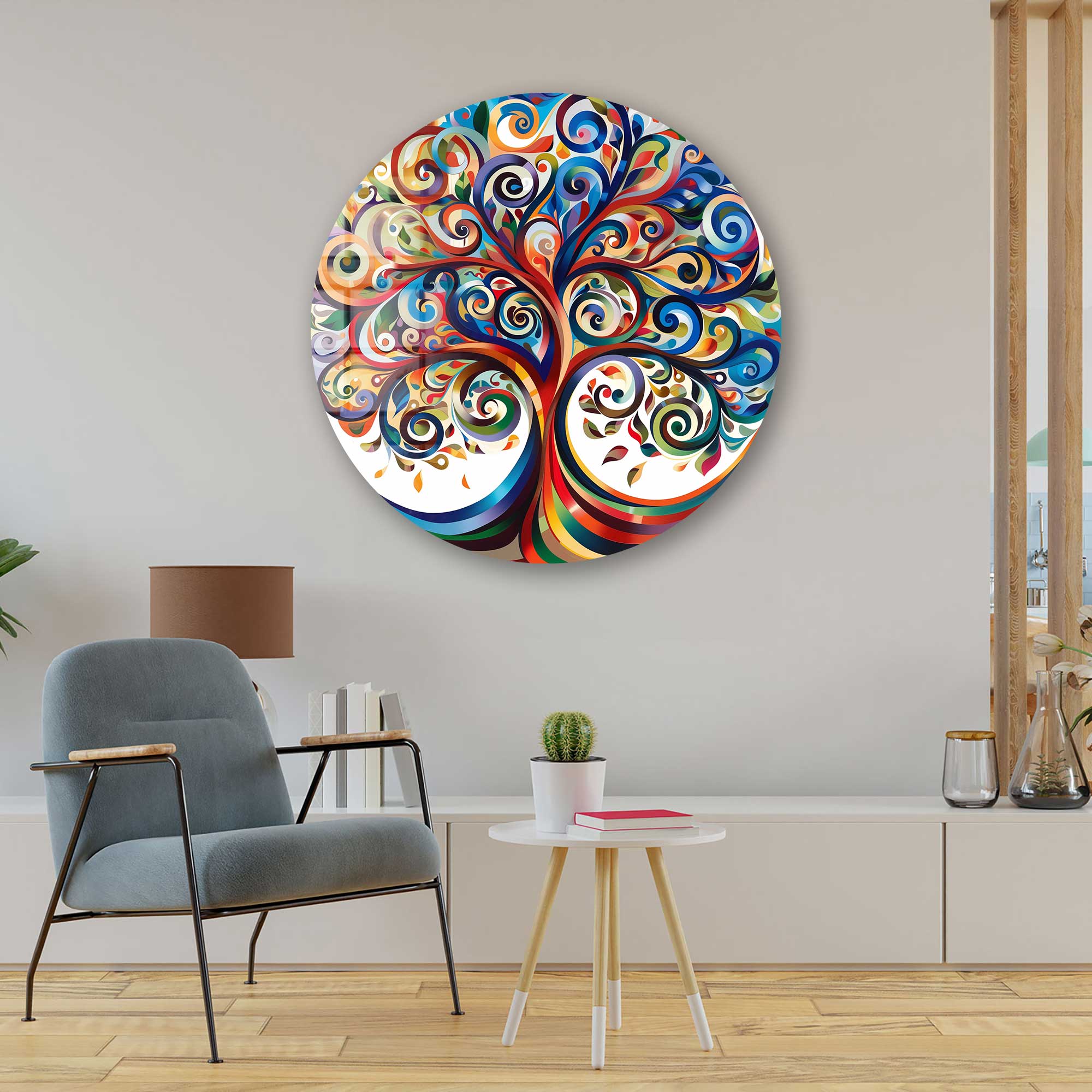 Tree of Life Rounded Glass Wall Art - Elegant Home Decor for Living Room, Bedroom & Office - Perfect for Gifts & Spiritual Spaces