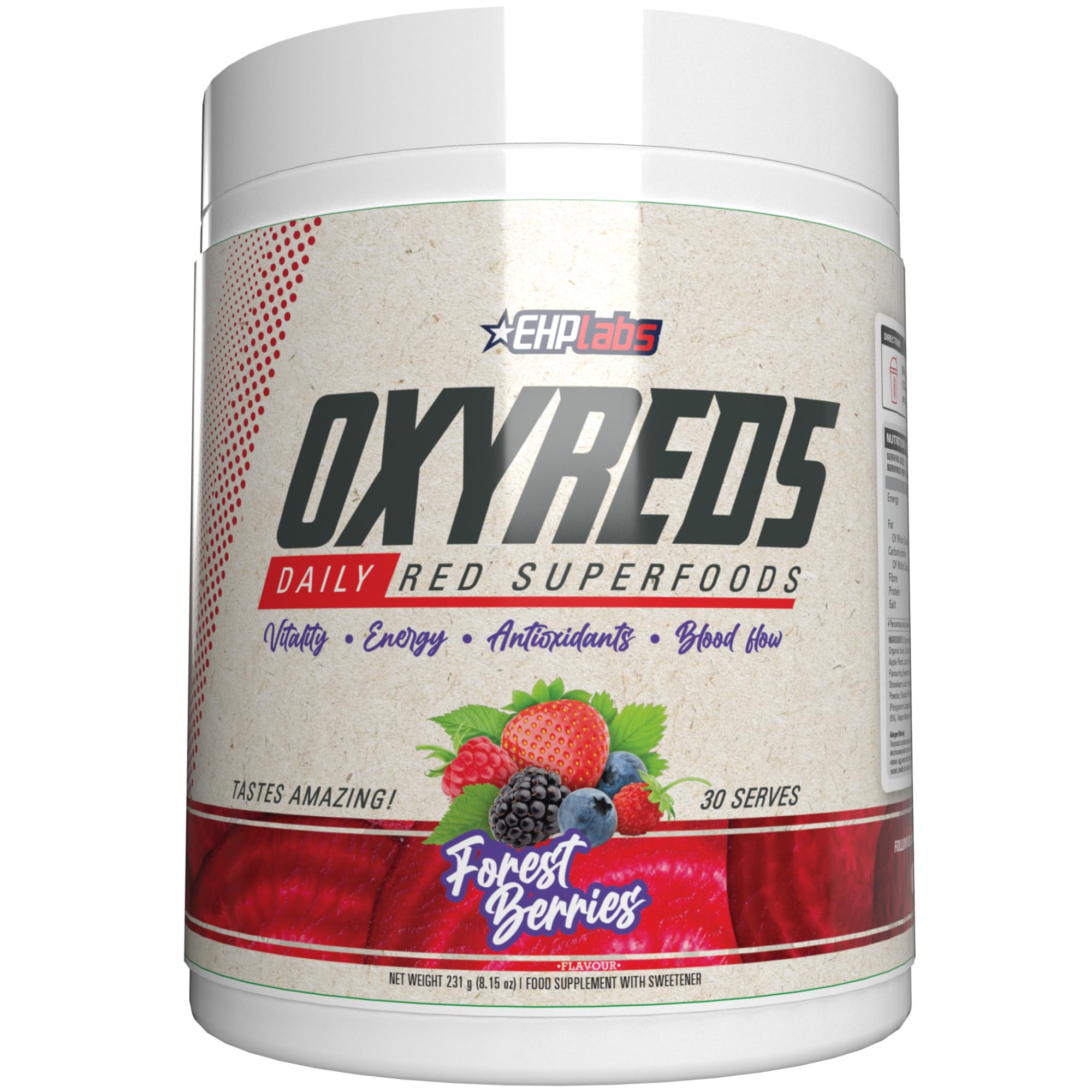 EHP Labs OxyReds Nitric Oxide Booster Supplement - 30 Servings for Enhanced Blood Flow, Energy & Performance | Pre-Workout, Post-Workout & Daily Fitness Support