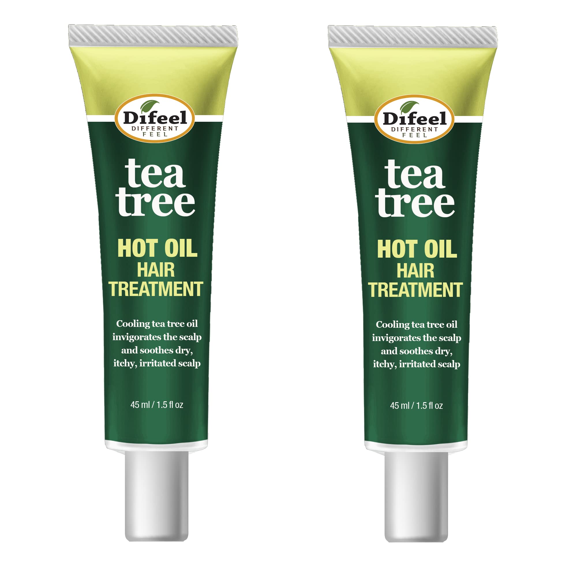 Difeel Tea Tree Oil Hot Oil Hair Treatment - 1.5 oz (Pack of 2) - Deep Conditioning for Dry, Damaged Hair - Perfect for Home Spa & Salon Treatments