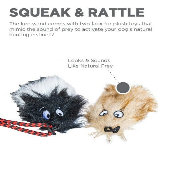 Outward Hound Tail Teaser Dog Wand - Interactive Dog Toy for Small & Large Dogs - Durable Black Teaser Wand for Indoor & Outdoor Play, Training & Exercise