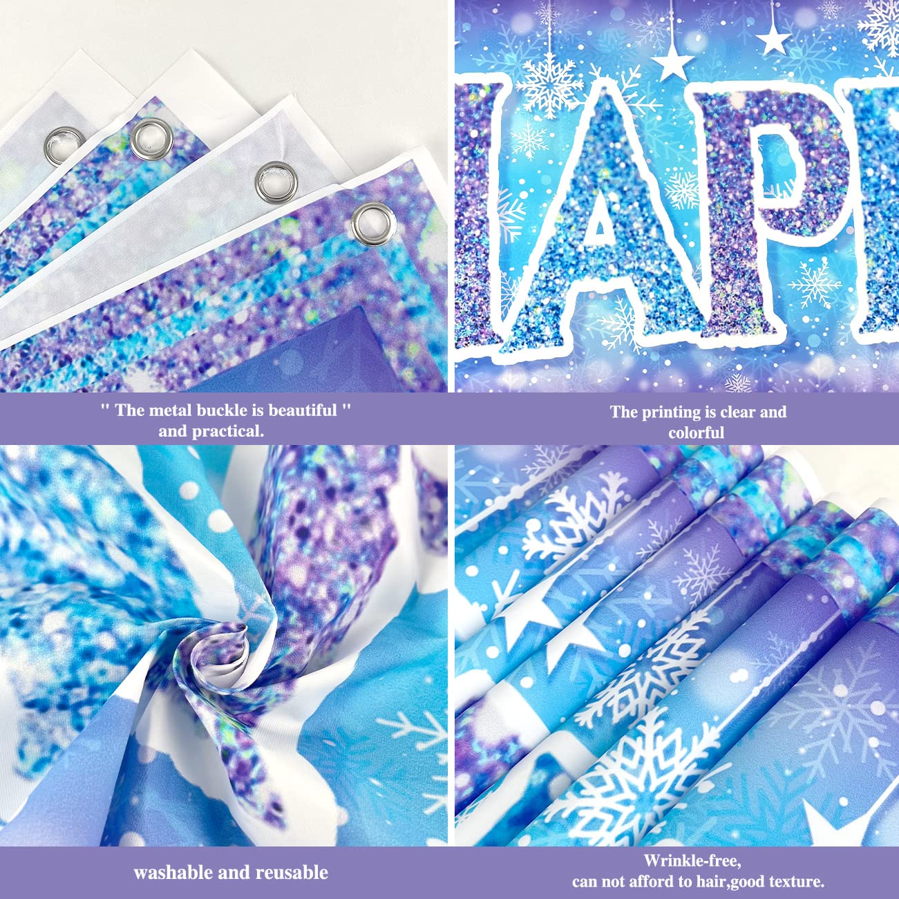 Large Christmas Snowflake Happy Birthday Banner - 18-Piece Snowflake Balloon Set with Elsa & Anna Princess Theme for Girls Birthday Party Decorations, Backdrop, Yard Sign - Perfect for Frozen-Themed Parties, Winter Celebrations & Holiday Events