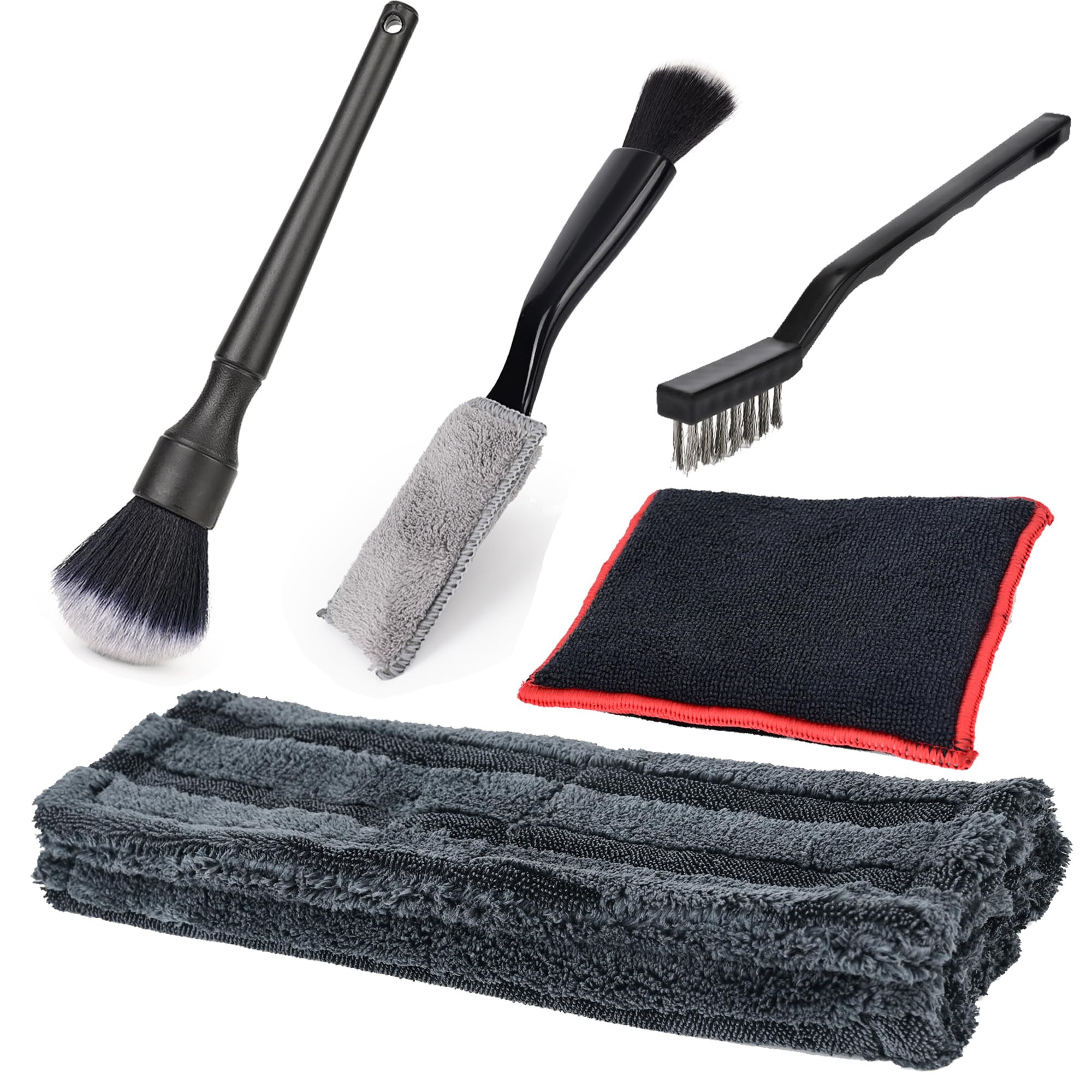 EHDIS Car Interior Detailing Kit - 12-Piece Car Cleaning Brush Set with Duster, Microfiber Towel (1200gsm) & Scrubbing Sponge | Perfect for Auto Detailing, Dashboard Cleaning & Interior Maintenance