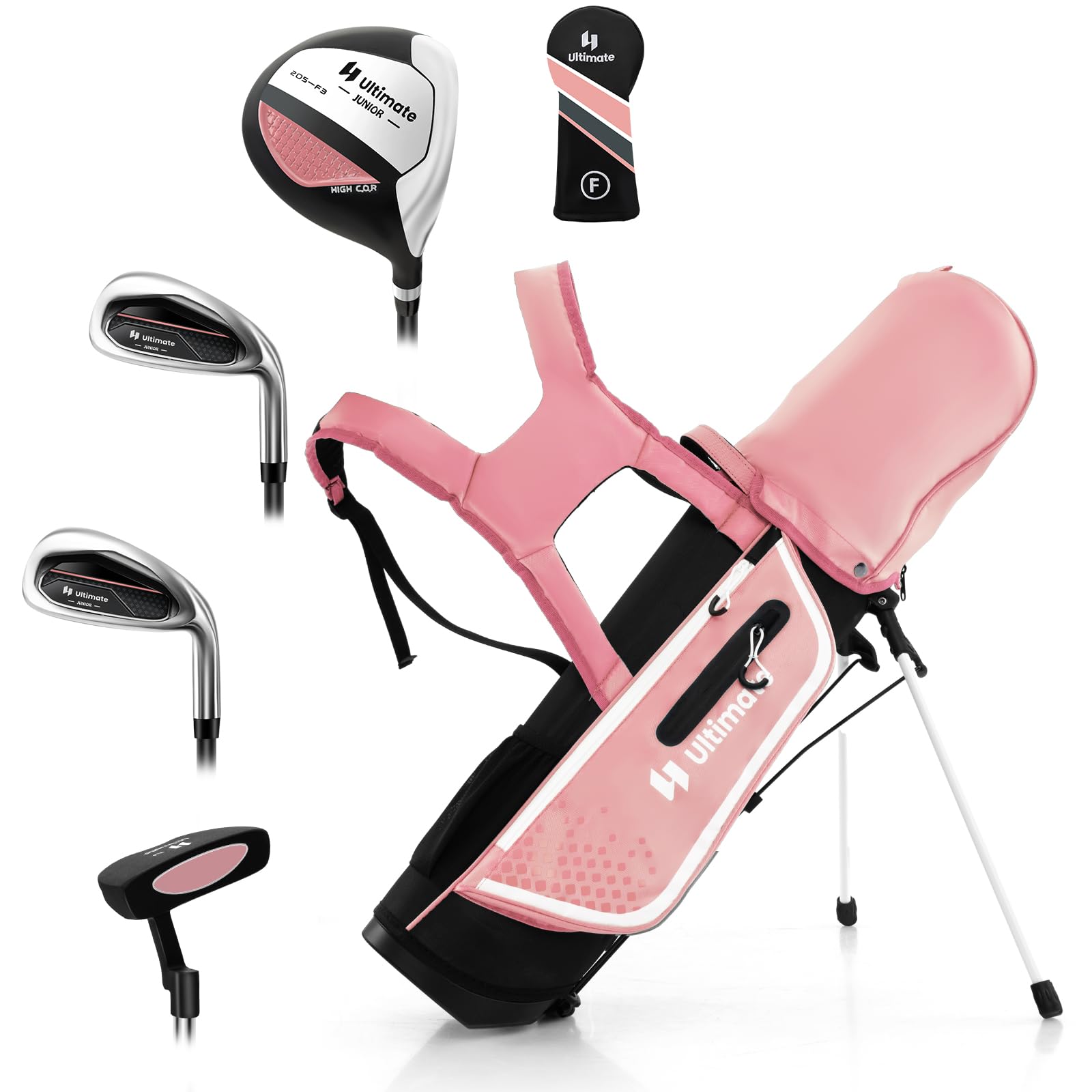 GYMAX Kids Golf Club Set - Right Handed Junior Golf Clubs for Boys & Girls Ages 3-12 with 4/6 Clubs & Stand Bag | Perfect for Backyard Practice, Driving Range & Junior Golf Tournaments