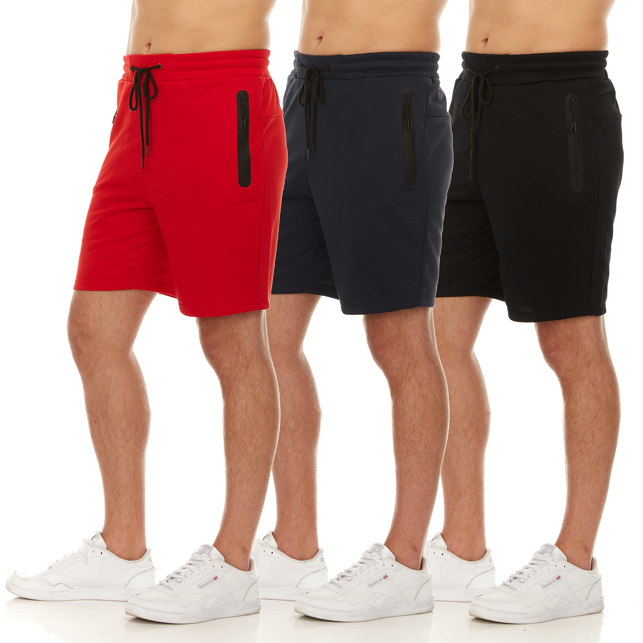 PURE CHAMP Men's French Terry Gym Shorts 3-Pack - Athletic Workout Training Shorts for Running, Basketball & Casual Wear