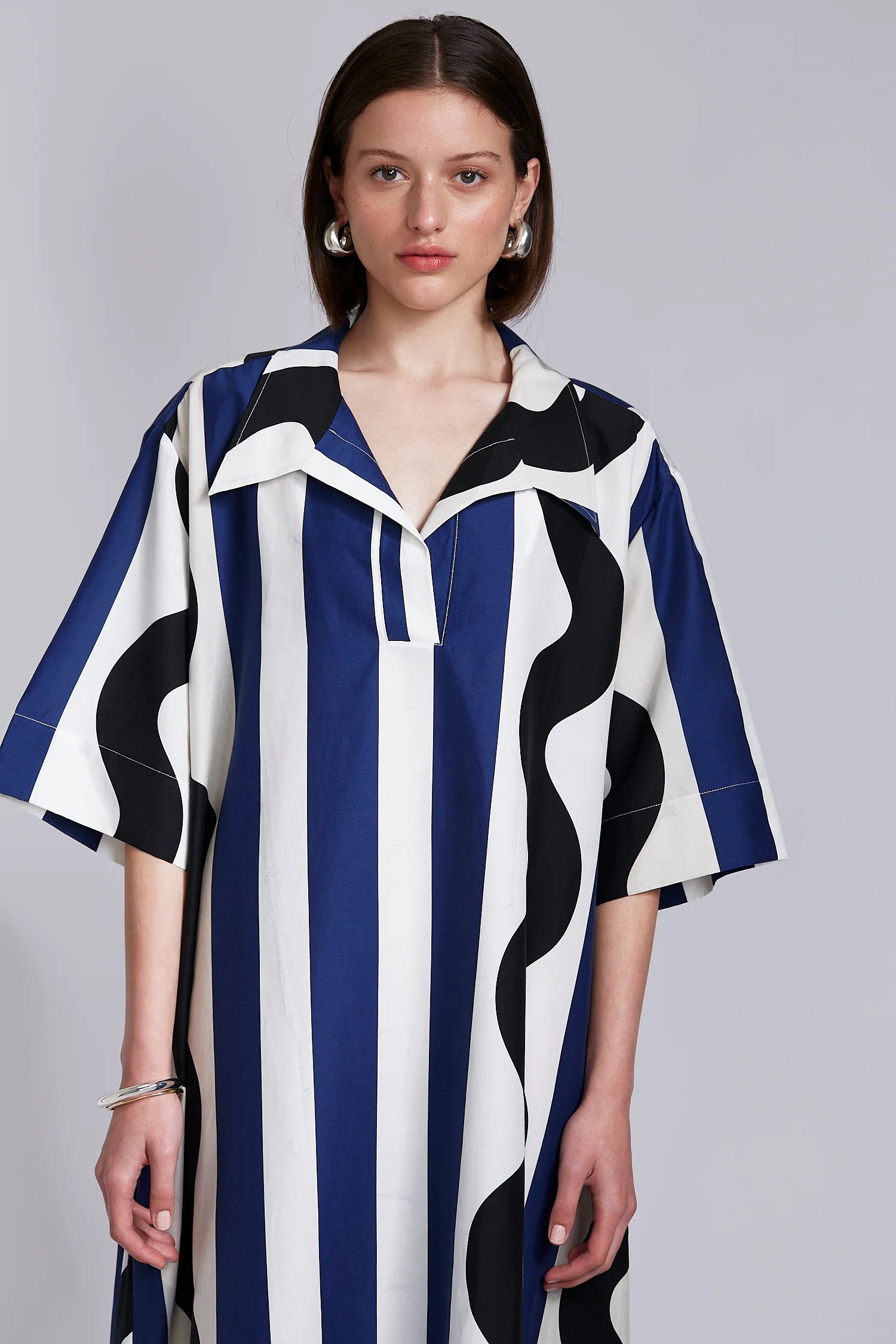 DANTAS Women's Shift Shirt Dress with Swiggle Print - Soft Silk Cotton Voile Fabric - Perfect for Casual Wear, Office Outfits & Summer Dressing