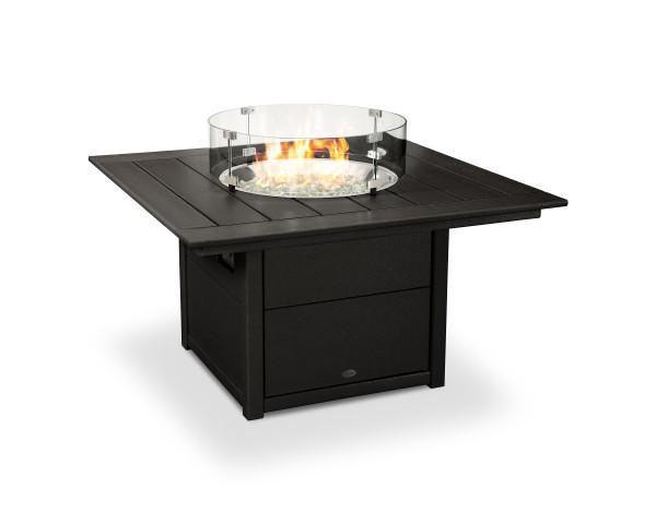 Polywood Black Square 42-Inch Fire Pit Table - Outdoor Patio Heater for Backyard, Deck, and Garden Gatherings