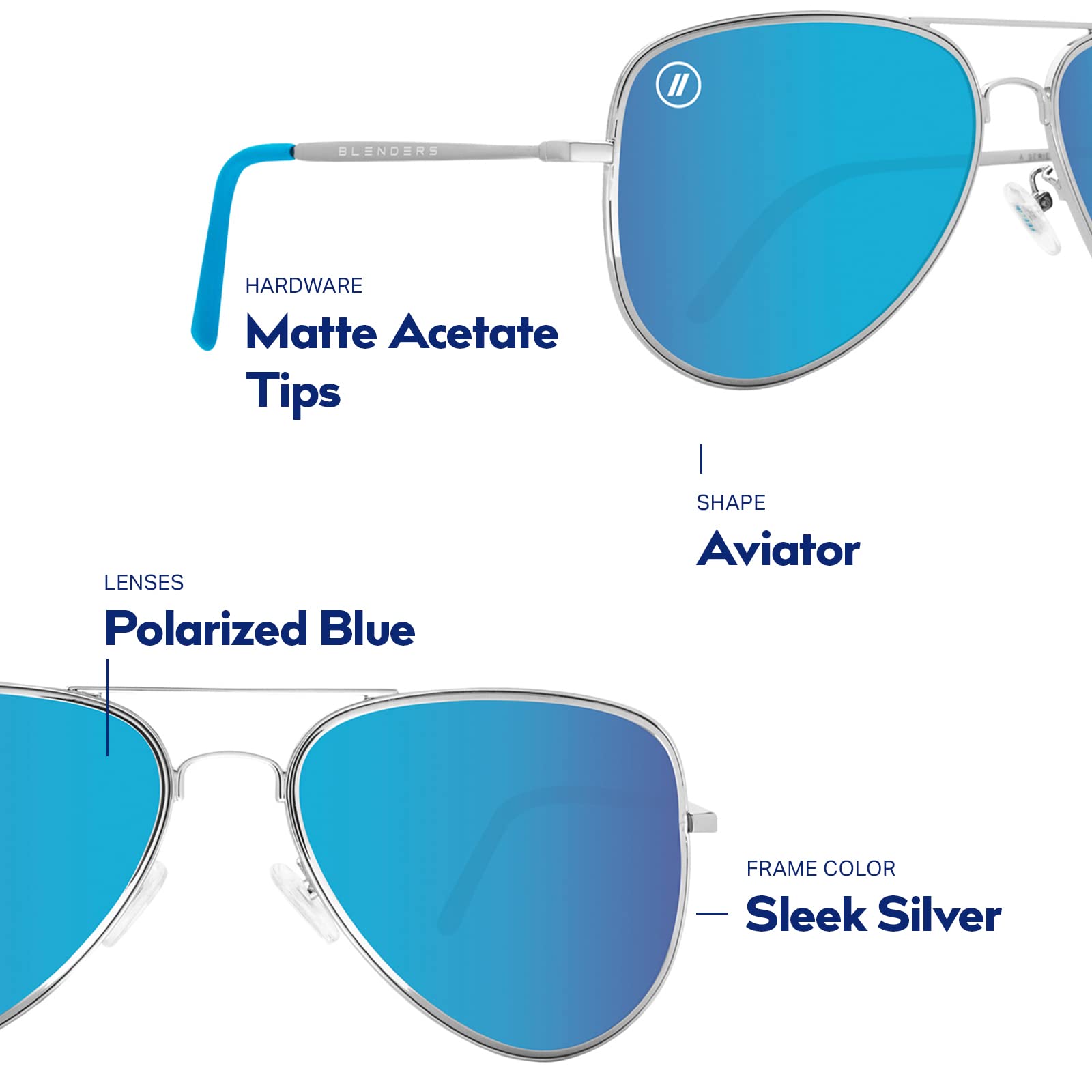 Blenders Eyewear A Series Polarized Aviator Sunglasses for Men & Women – 100% UV Protection – Lightweight & Durable – Perfect for Driving, Beach, and Outdoor Activities