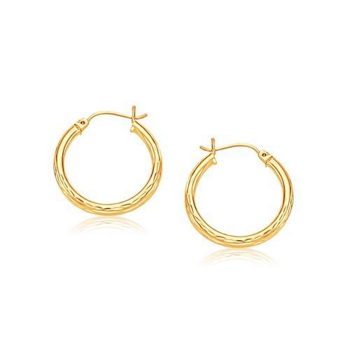 14K Yellow Gold 25mm Hoop Earrings for Women - Diamond Cut Finish, Hypoallergenic, Durable & Elegant Jewelry Gift for Birthday, Anniversary or Special Occasions