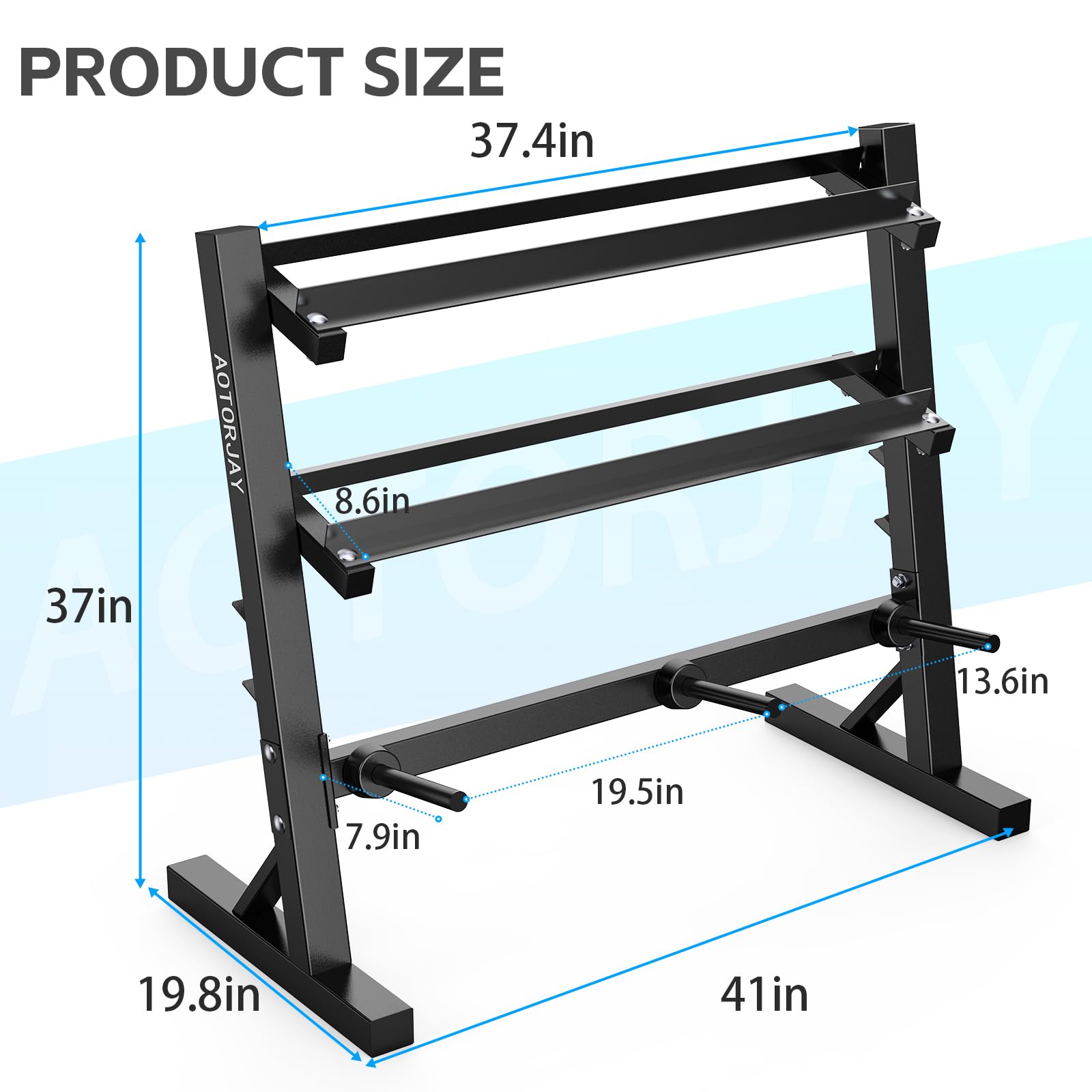 Heavy Duty Dumbbell Rack for Home Gym - 3-Tier Weight Storage Organizer for Dumbbells & Kettlebells - Space Saving Fitness Equipment for Garage, Basement or Home Workout Room